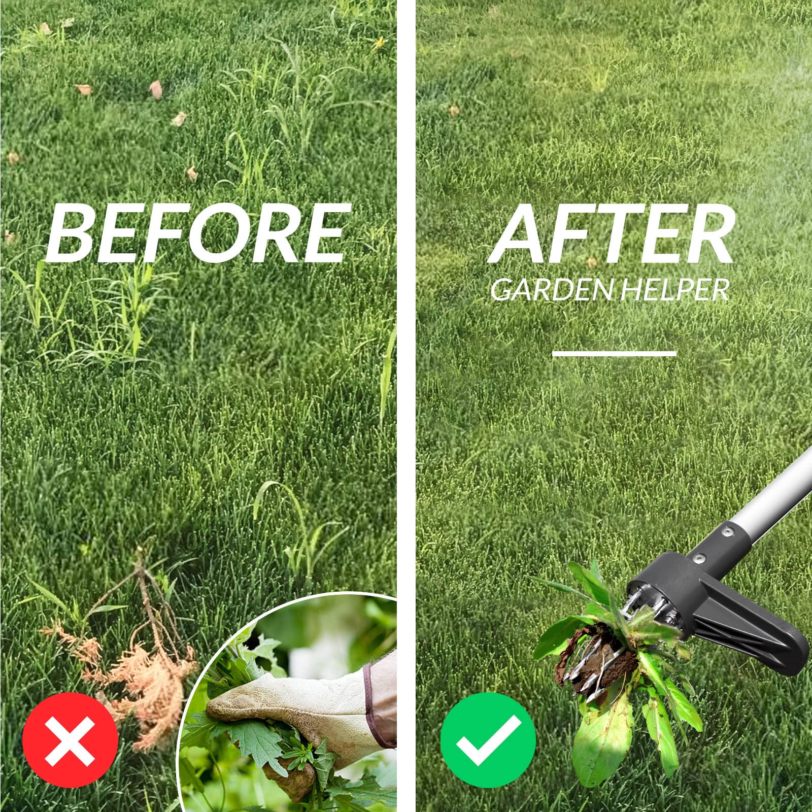 Walensee Stand Up Weed Puller - 5-Claw Long Handle Garden Weeding Tool