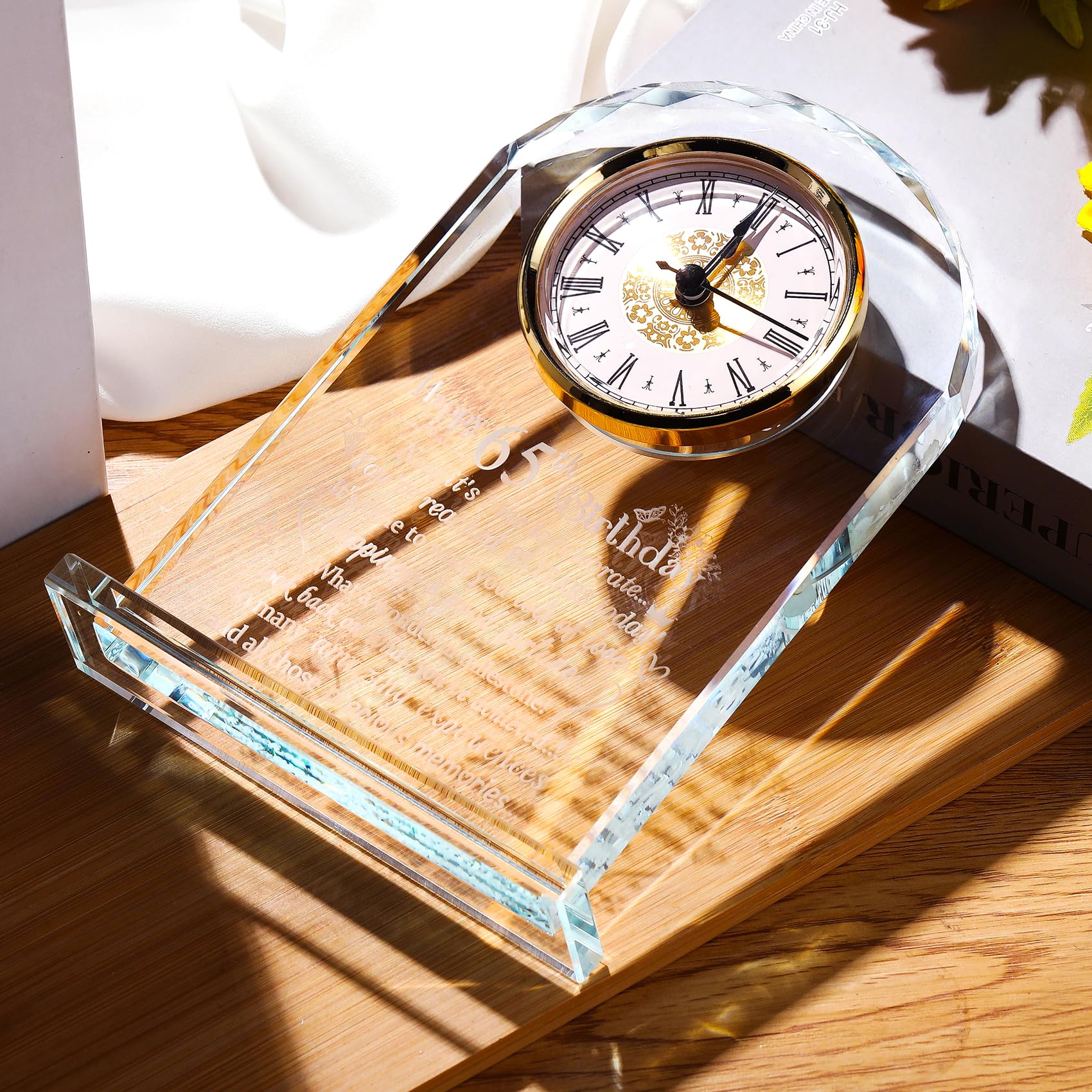 65th Birthday Crystal Clock – Milestone Keepsake Gift for Women