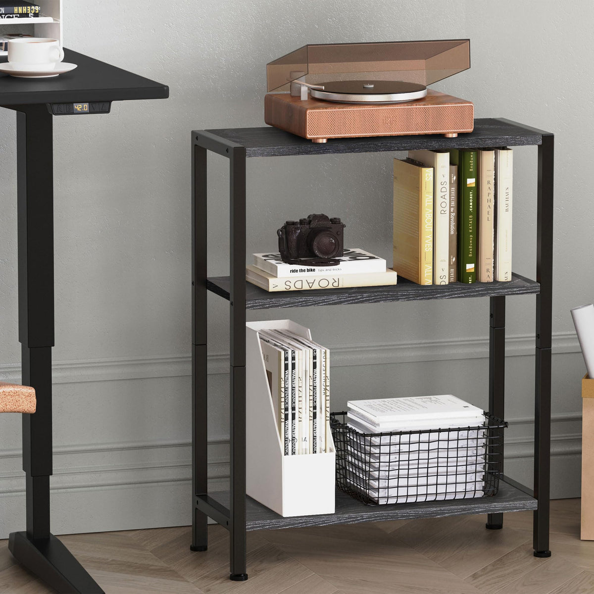 Vantimo Small Side Table, 3-Tier Thin End Table for Living Room, Narrow Bedside Table for Bedroom, Sofa, Couch Black - image 3