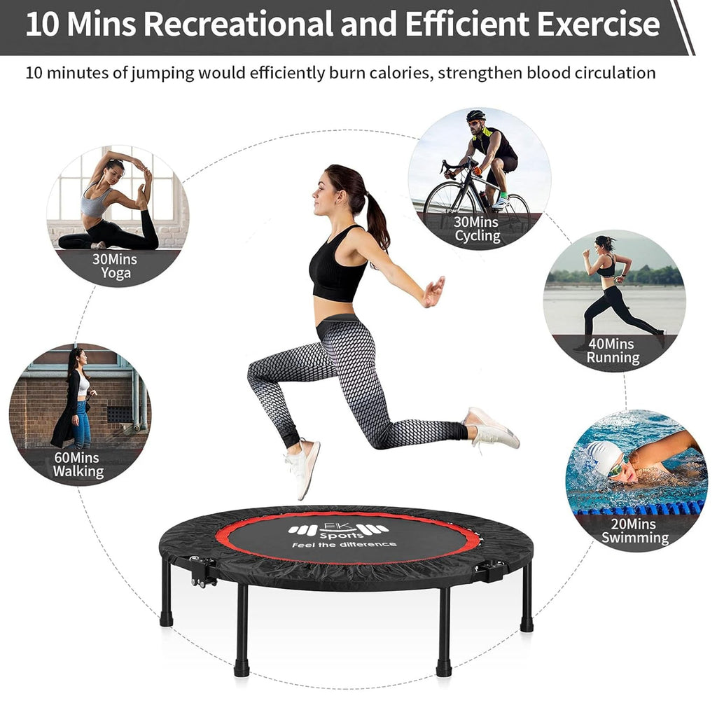 FK Sports 40" Foldable Mini Fitness Rebounder Trampoline for Home Gym