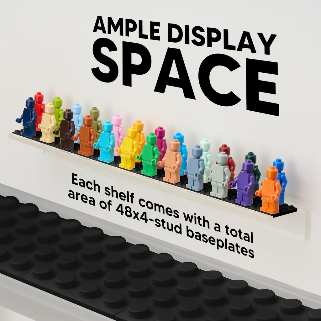 Tapeera 3-Pack Minifigure Display Shelves Compatible with LEGO, Acrylic Floating Shelf with Baseplate Studs - image 3