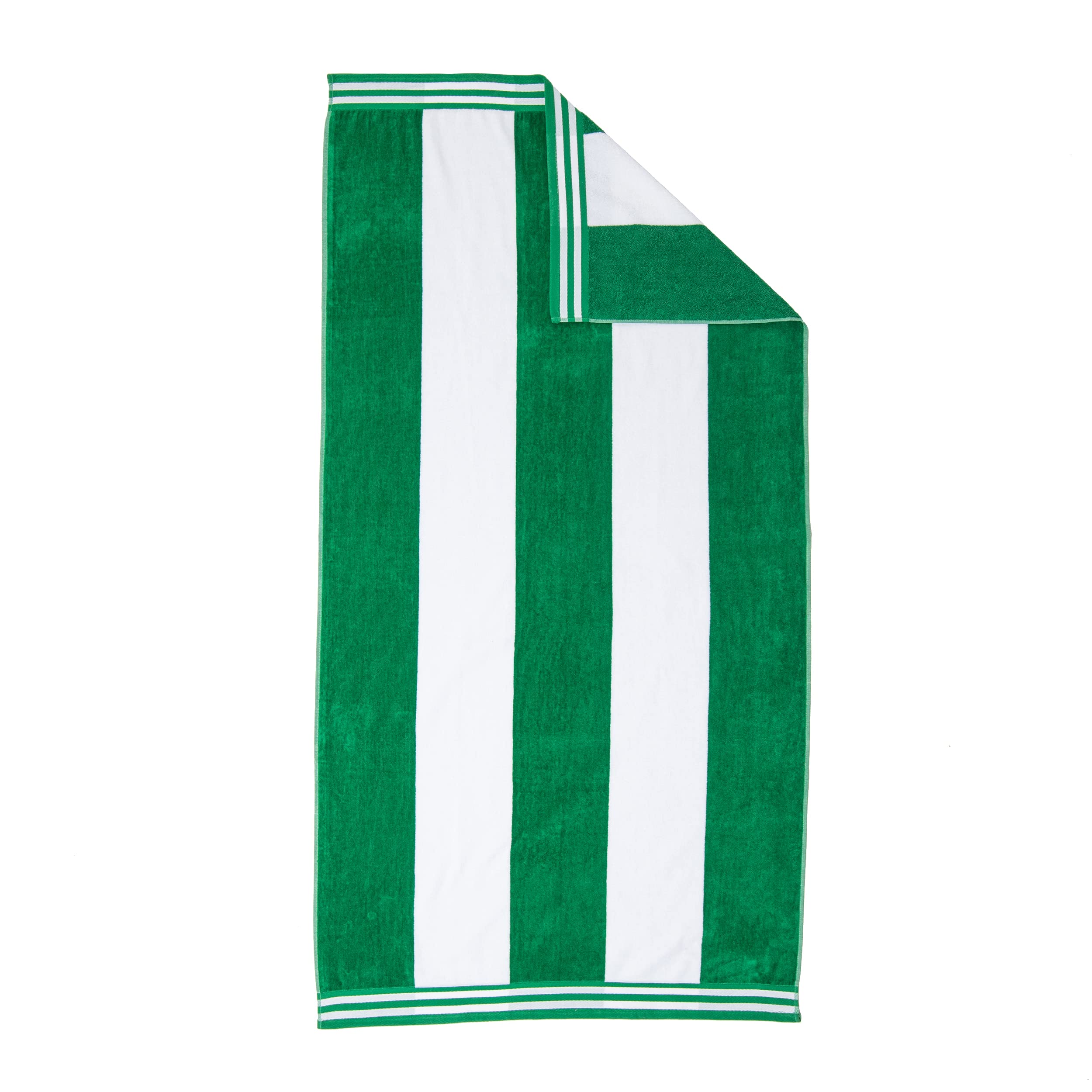 Combed Cotton Cabana Stripe Oversized Beach Towel – Dark Green