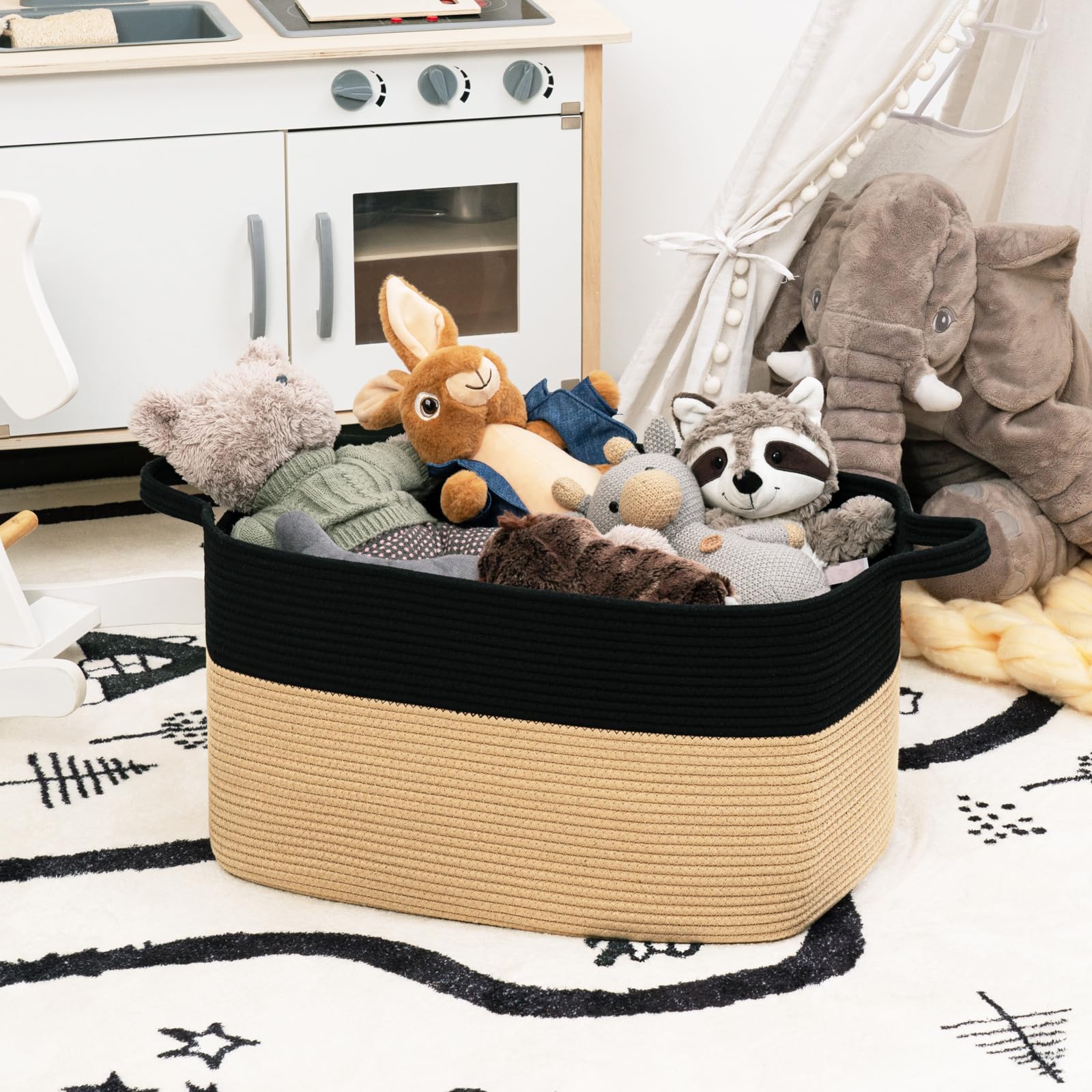 Jolof Store Large Cotton Rope Storage Basket – 65L Woven Toy Bin
