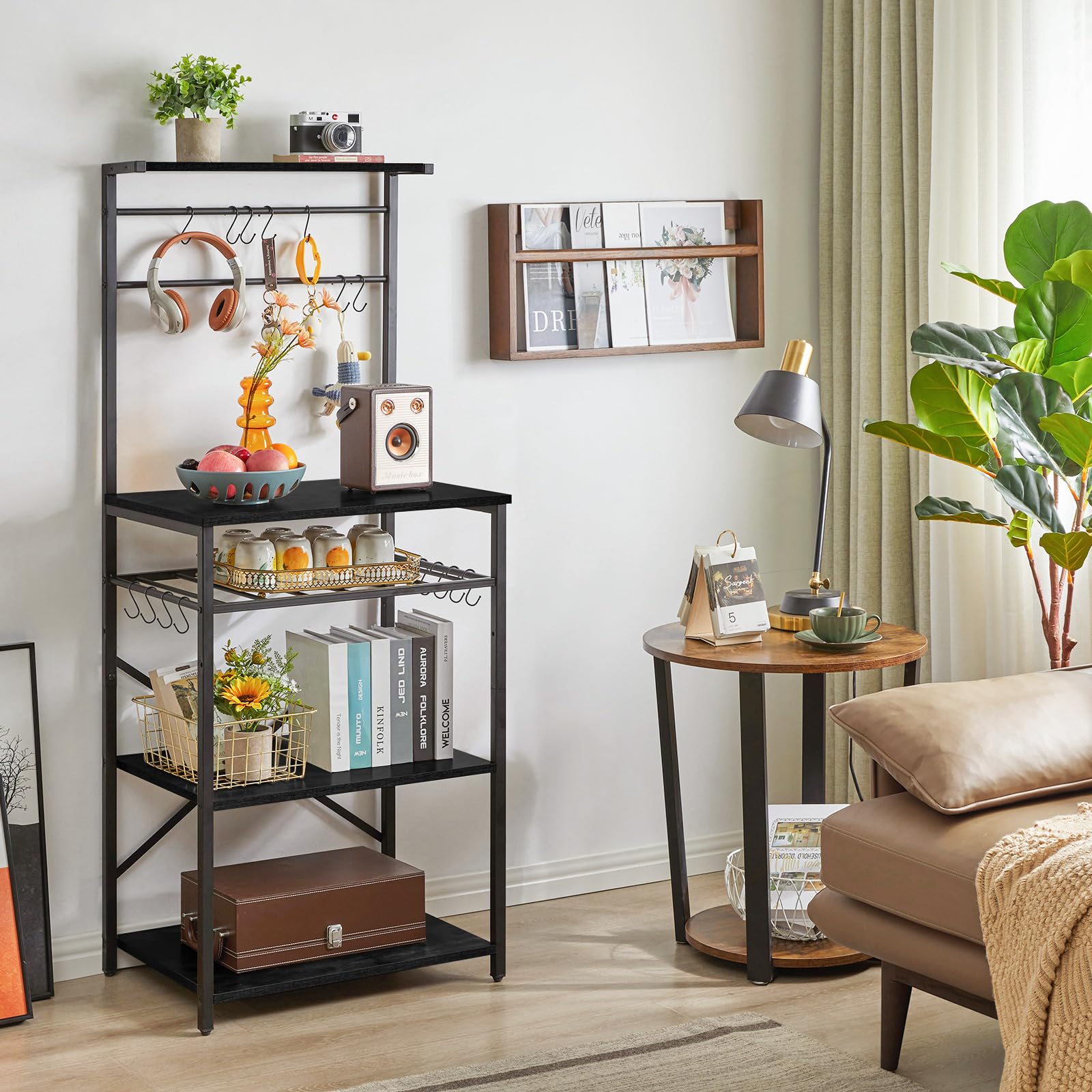 YMYNY Industrial Kitchen Baker's Rack – 4-Tier Microwave Stand & Coffee Bar