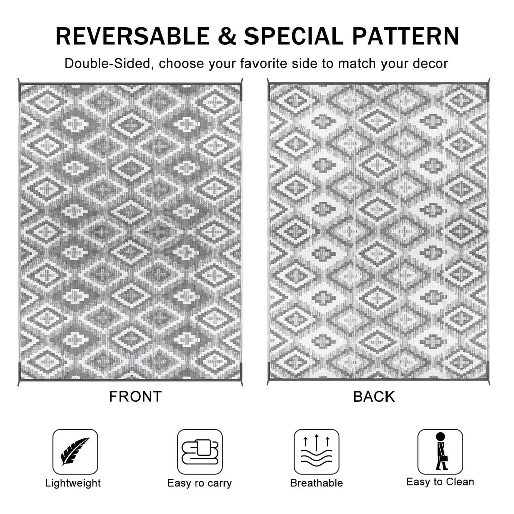 Enyhom Reversible Outdoor Rug | 180x270cm Waterproof Plastic Straw Patio Mat