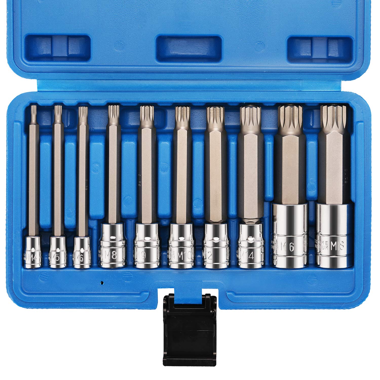 CASOMAN 10-Piece XZN Triple Square Spline Bit Socket Set, 4-Inch Extra Long