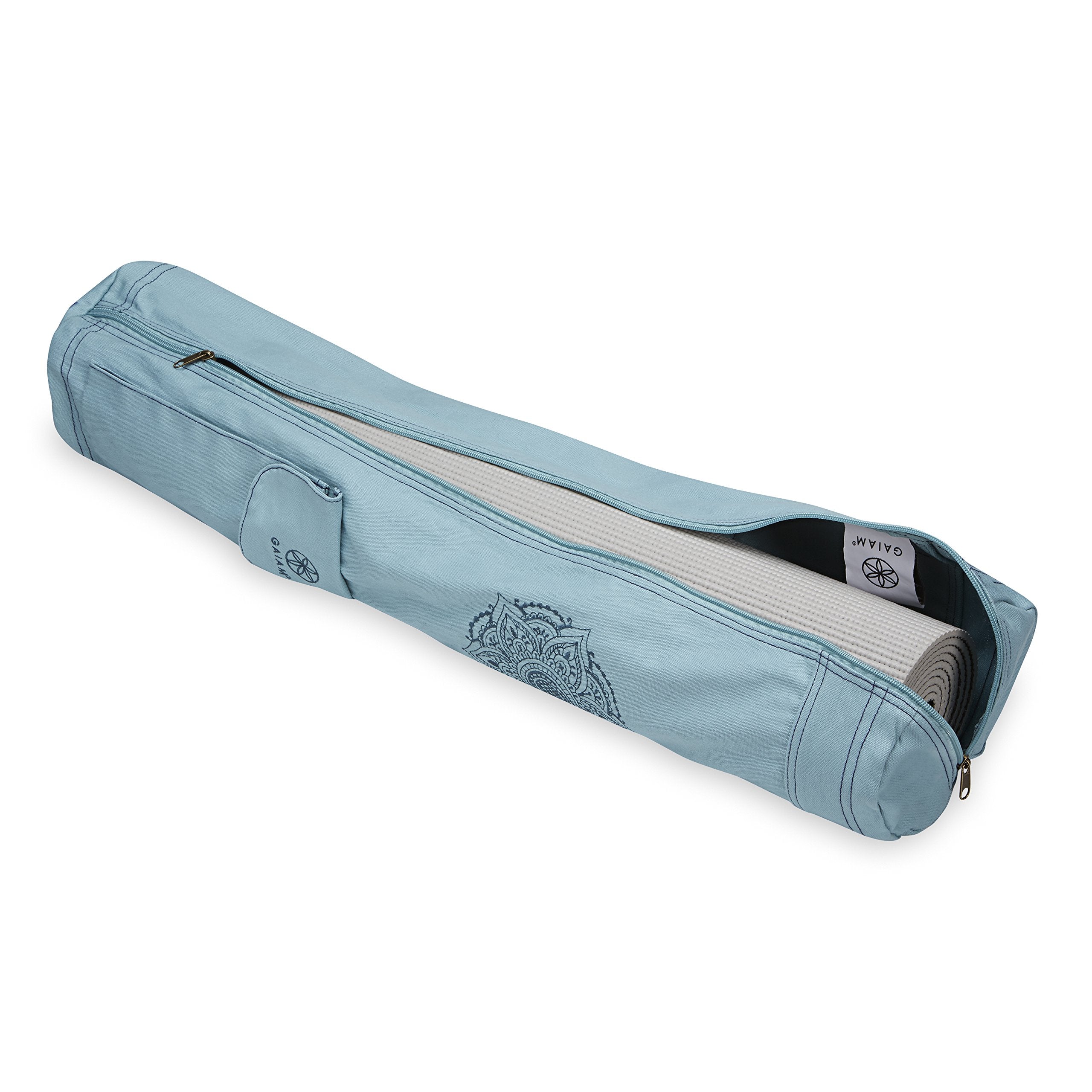 Gaiam Cargo Yoga Mat Bag – Embroidered Canvas Carrier with Storage Pocket