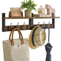 YMYNY Wall Mounted Coat Rack Shelf Set of 2 – Rustic Brown Entryway Hooks