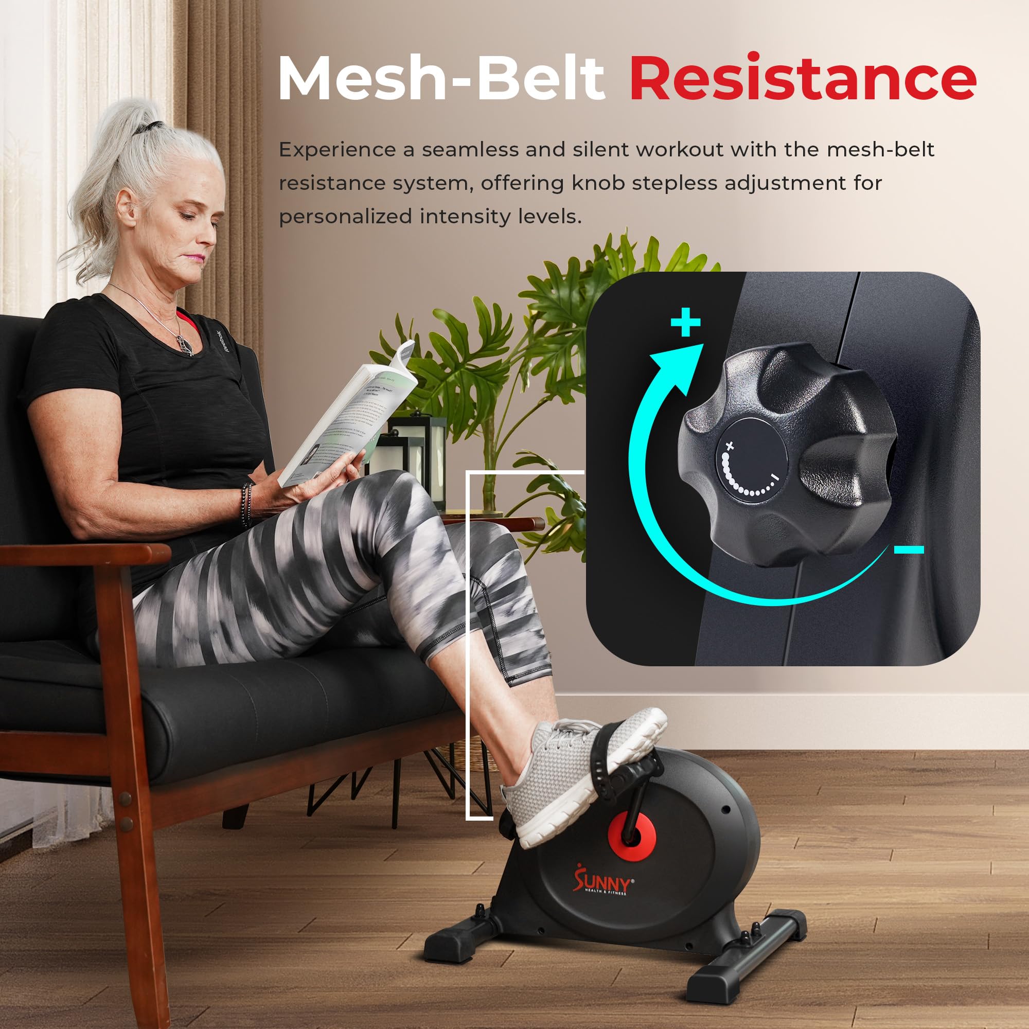 Sunny Health & Fitness Smart Under Desk Pedal Exerciser – Bluetooth