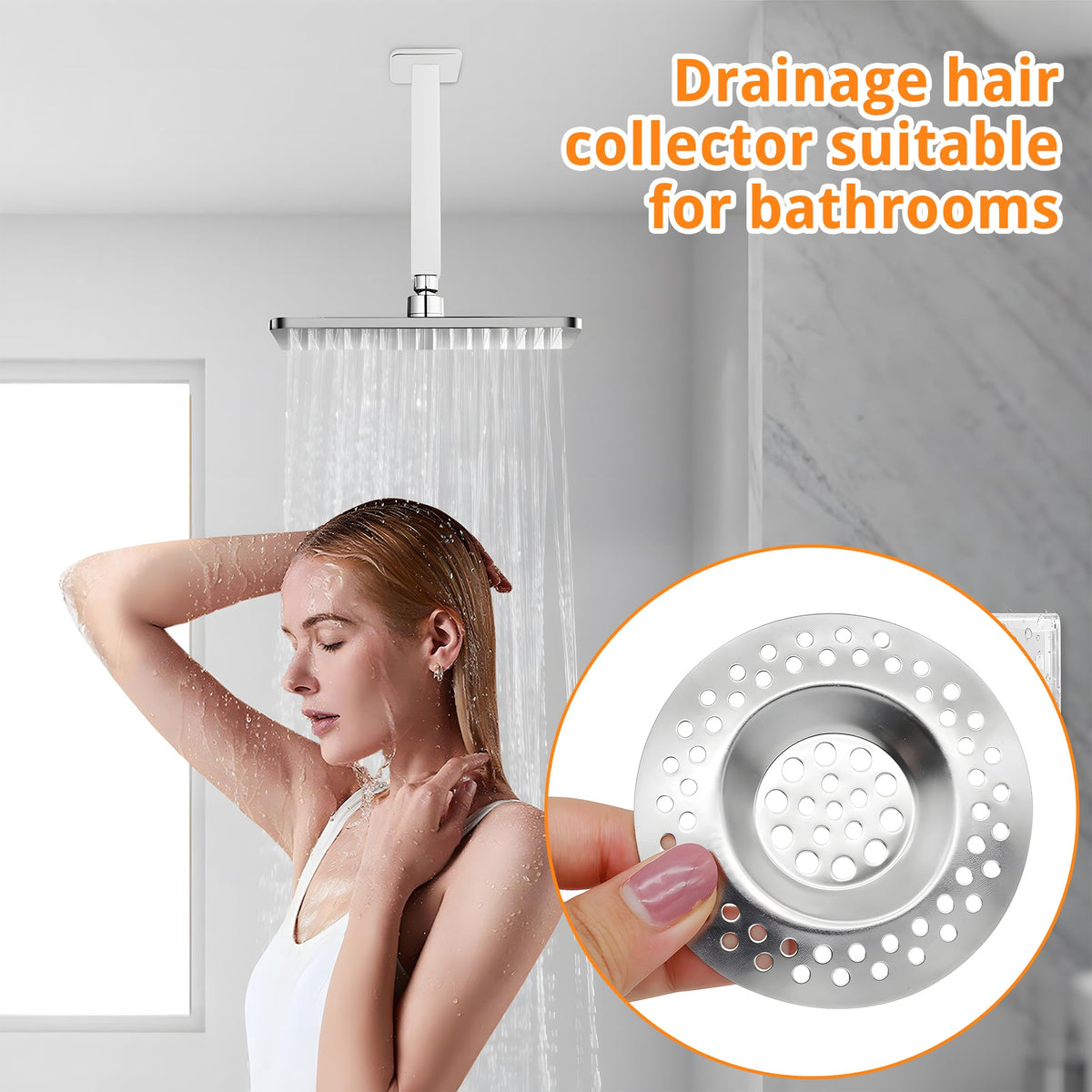 4 PCS Drain Hair Catcher, Stainless Steel Kitchen Sink Strainer Plug Shower Bathroom Plug Hole Sink Filter, Drain Protector Filter7.3CM, 7.7CM