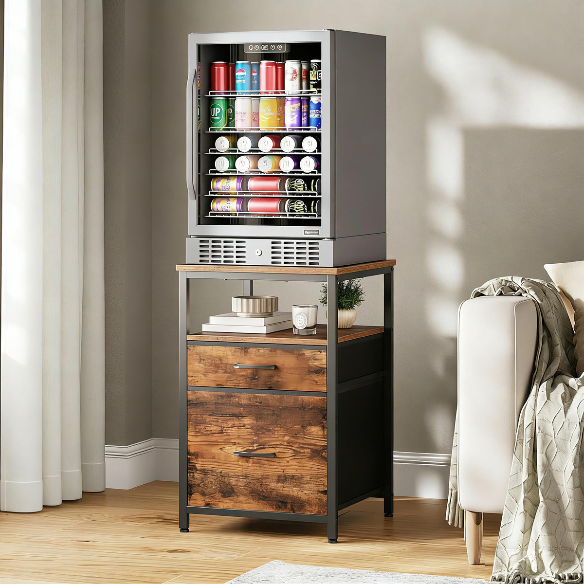 Herture Mini Fridge Stand, Small Refrigerator Stand with 3 Storage - image 5