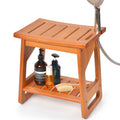 LyriFine Teak Shower Bench, Waterproof Shower Stool for Inside of Shower