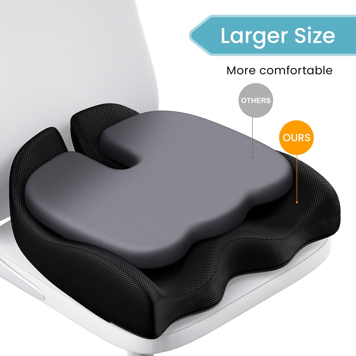 Memory Foam Seat Cushion – Ergonomic Coccyx Pad for Sciatica