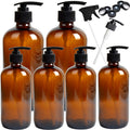 Youngever Amber Glass Pump Bottles - 6 Pack Refillable Containers
