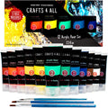 Crafts 4 ALL Large Acrylic Paint Set - 12 Colors (75ml) with 3 Brushes