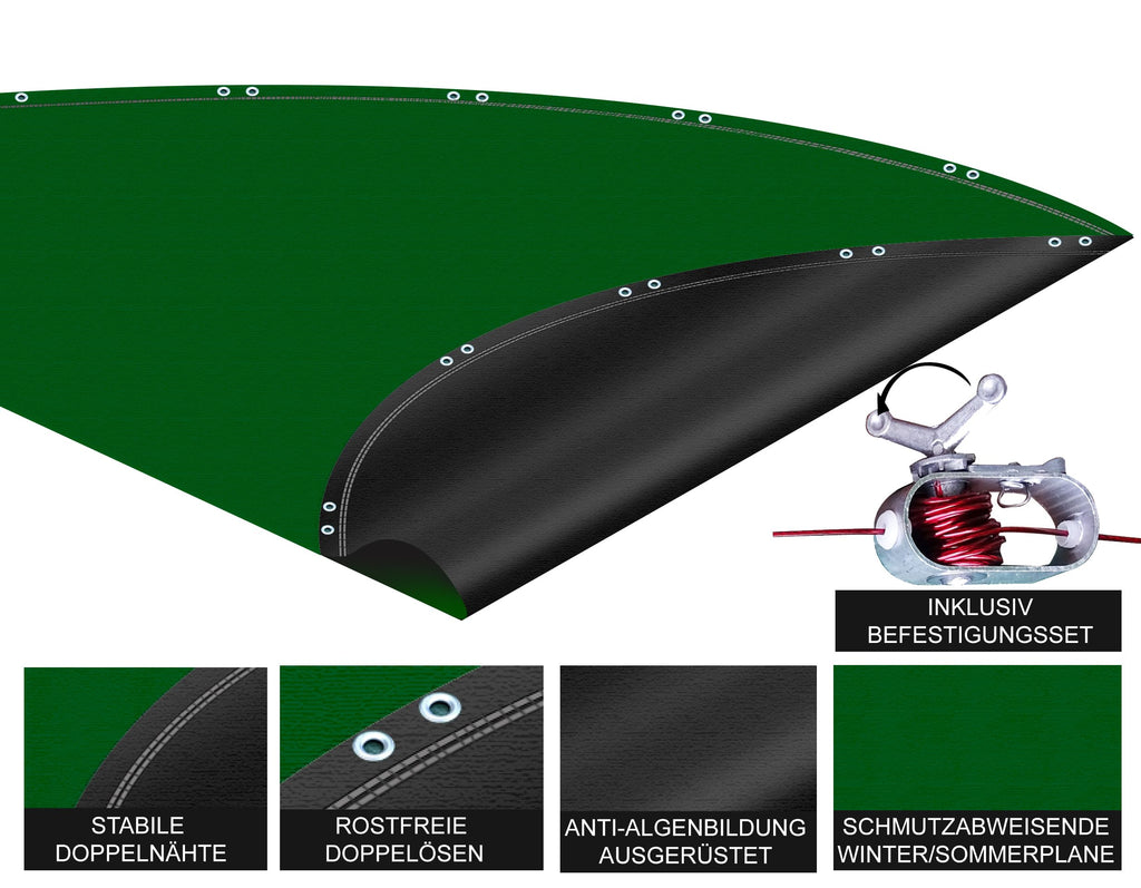 Winter Swimming Pool Cover – 15ft Round Green Tarpaulin 180g/m²