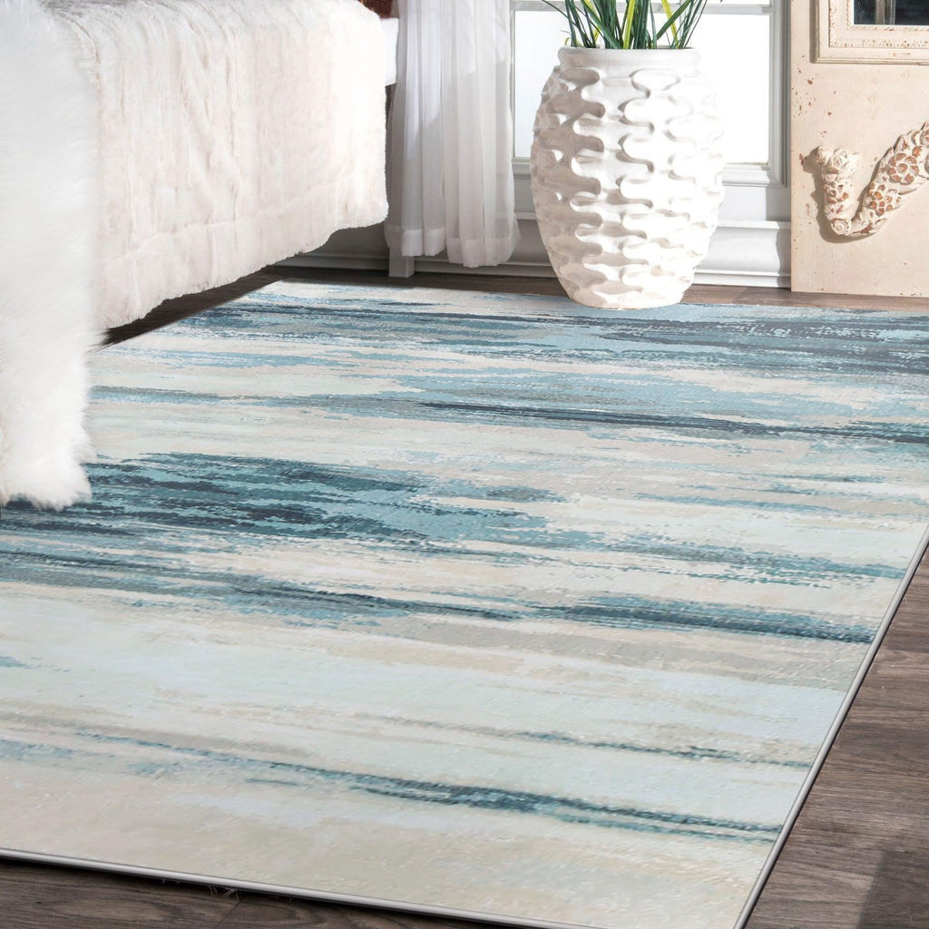 Tinyboy-hbq Modern Abstract Area Rug | Blue Soft Non-Slip Carpet