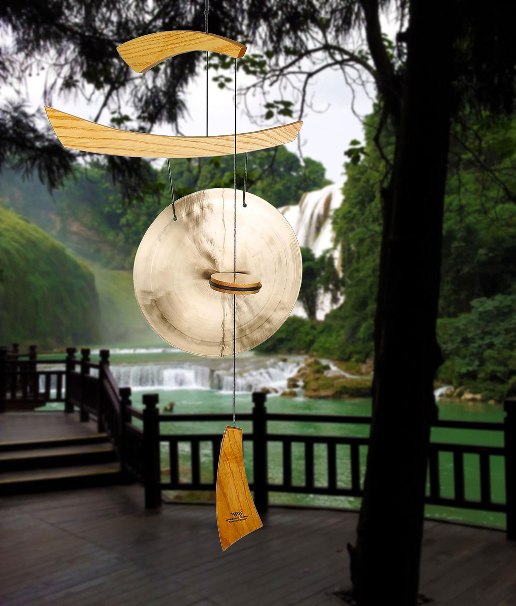 Woodstock Chimes Emperor Gong - 25cm Brass Chime with Ash Wood Finish