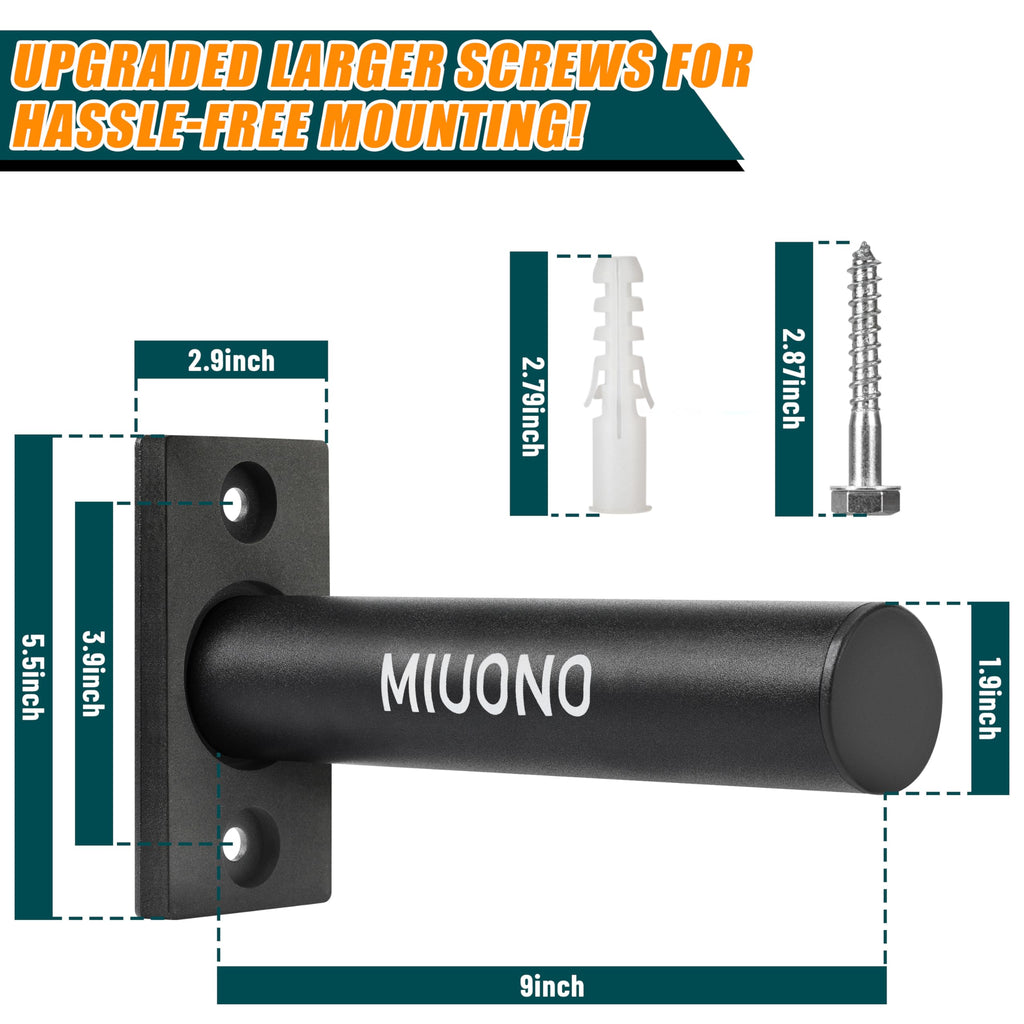 MIUONO Wall Mounted Weight Plate Holder for 2" Olympic Plates, 4 Pack
