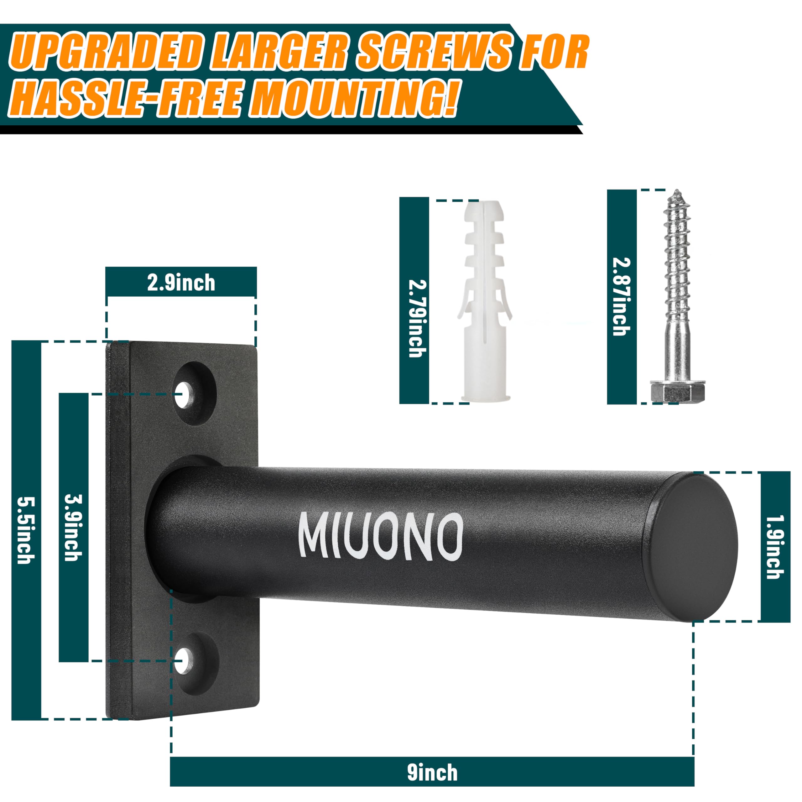 MIUONO Wall Mounted Weight Plate Holder for 2" Olympic Plates, 4 Pack