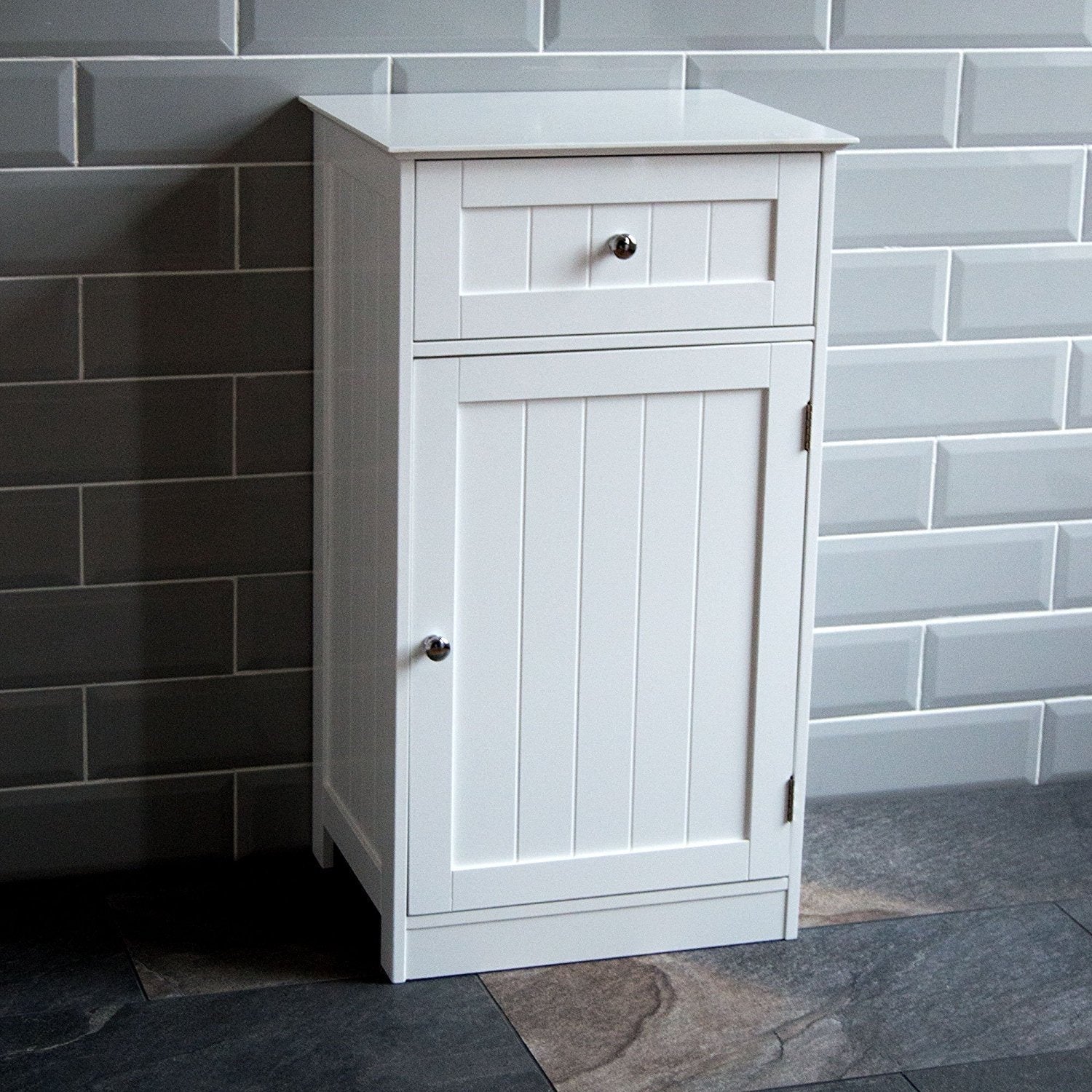Bath Vida Priano White Bathroom Cabinet – 1 Door 1 Drawer Floor Unit