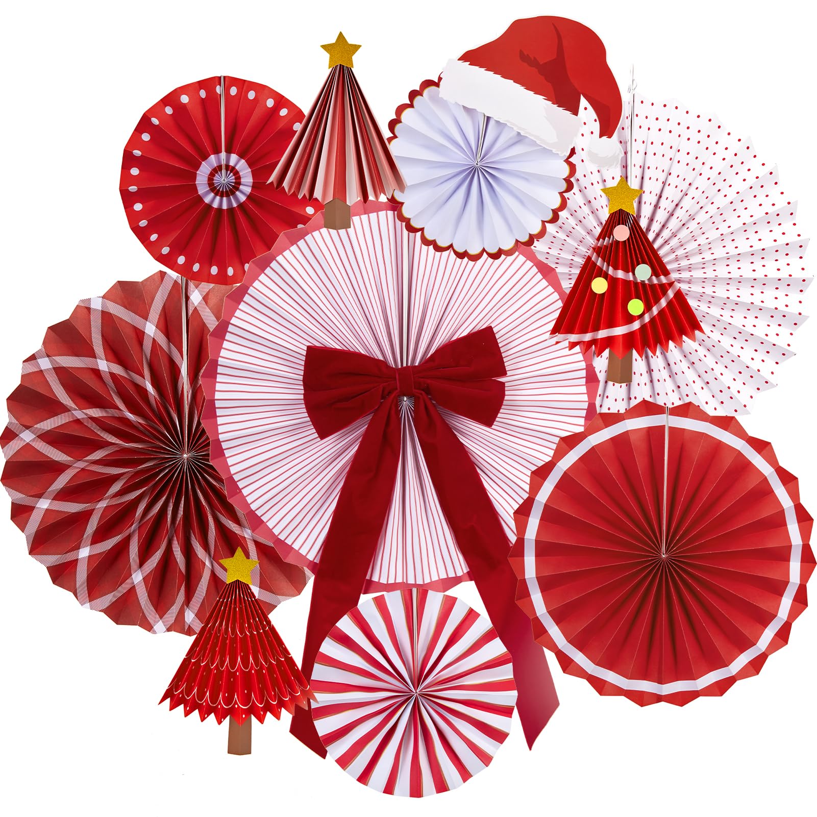 Reusable Christmas Paper Fans & Hanging Tree Ceiling Decor