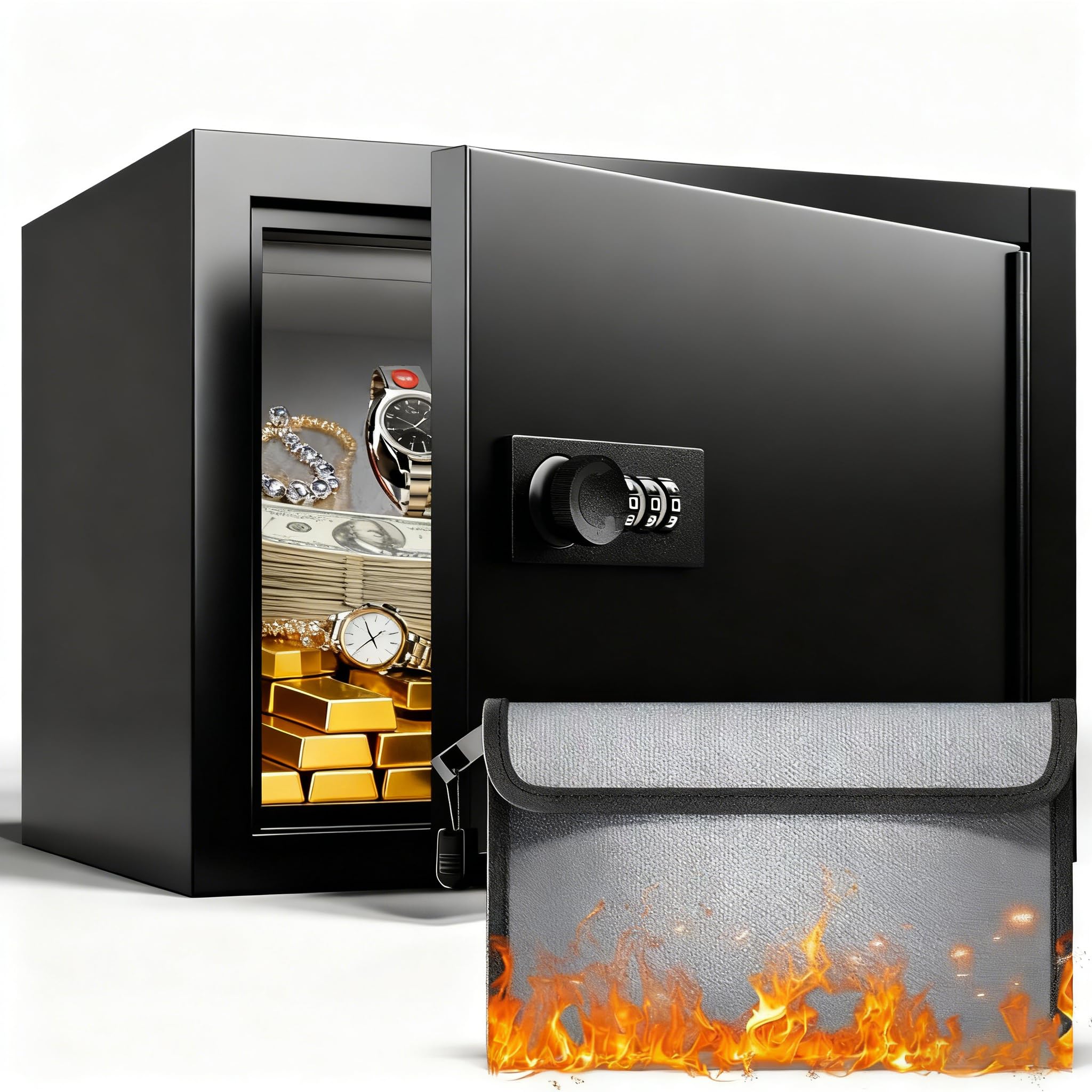 Jolof Store 8L Fireproof Waterproof Kids Safe Box with Combination Lock