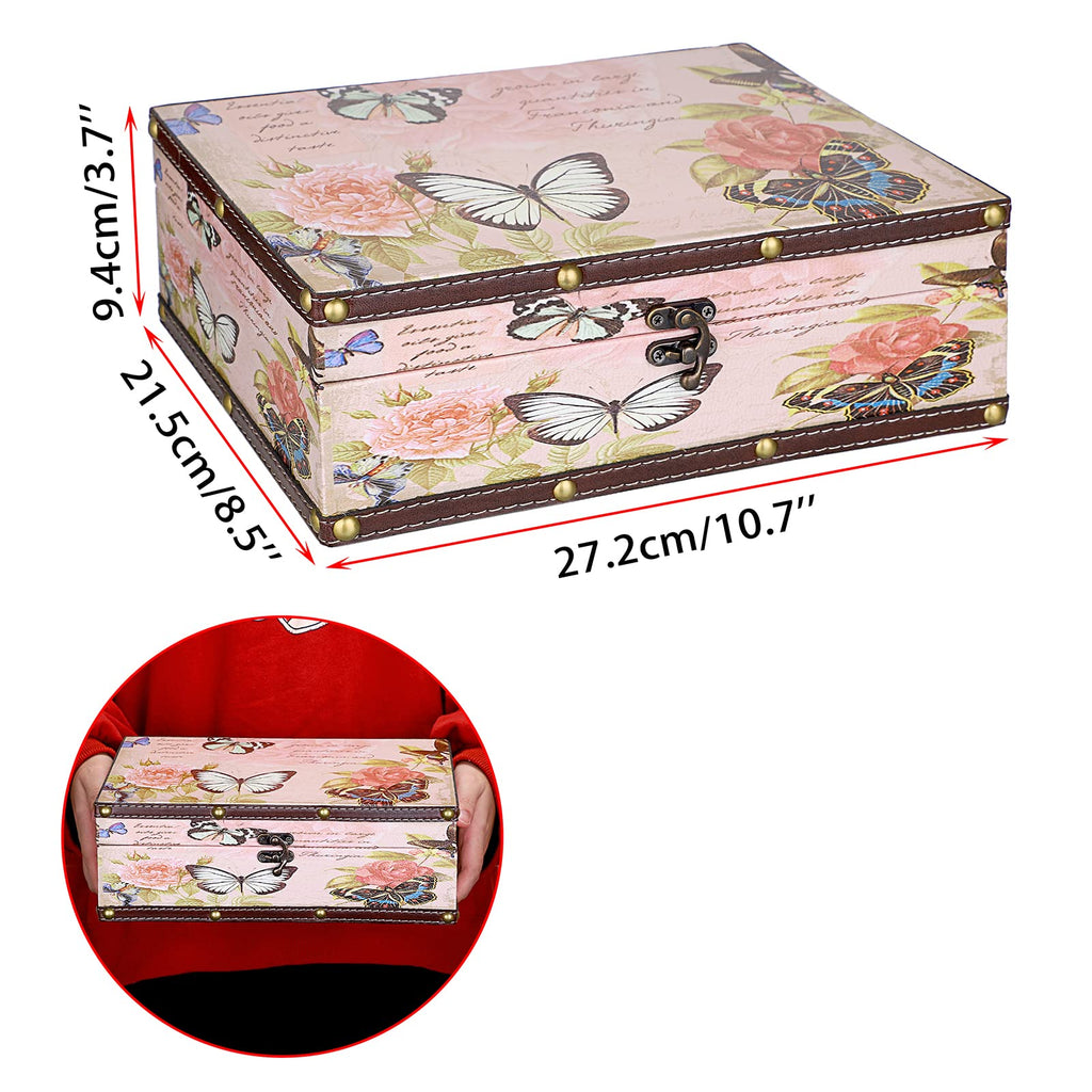SUMNACON Vintage Treasure Storage Box with Latch 27.2*21.5*9.4cm, Butterfly - image 3