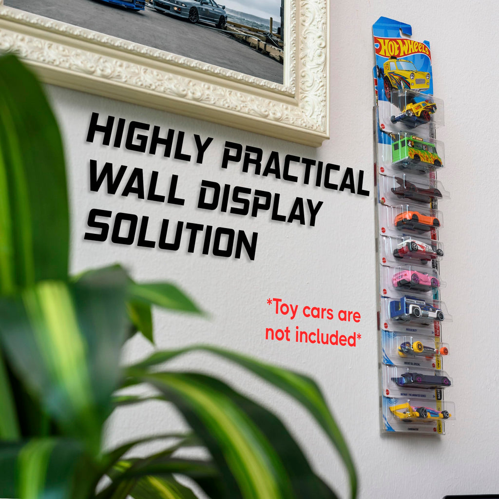 Tapeera Model Car Display Case Wall Mount for Hot Wheels - 5-Pack Acrylic
