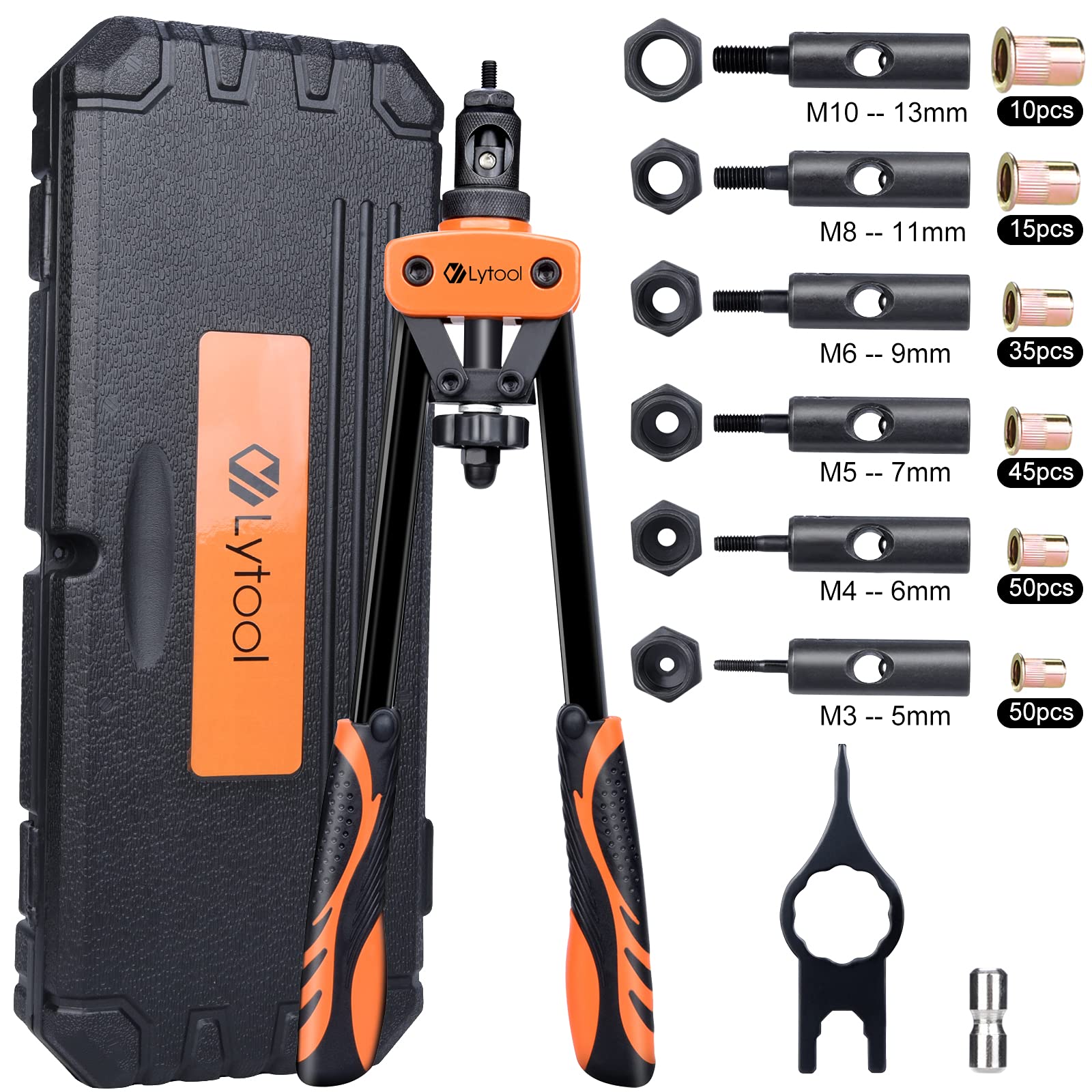 Lytool 14" Rivnut Tool Kit | Heavy Duty Rivet Nut Gun with 205pcs Nuts