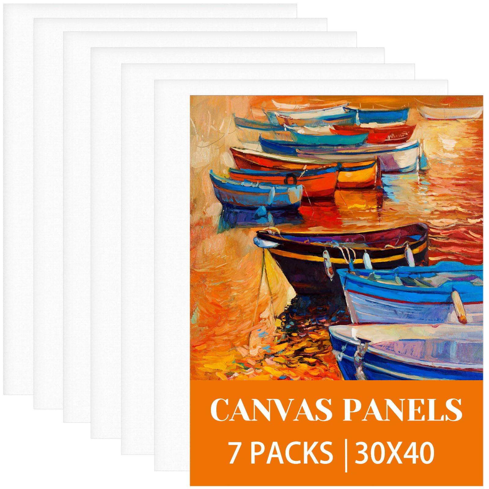 Koncci A3 Canvas Boards for Painting | 30x40cm Triple Primed Cotton | 7 Pack