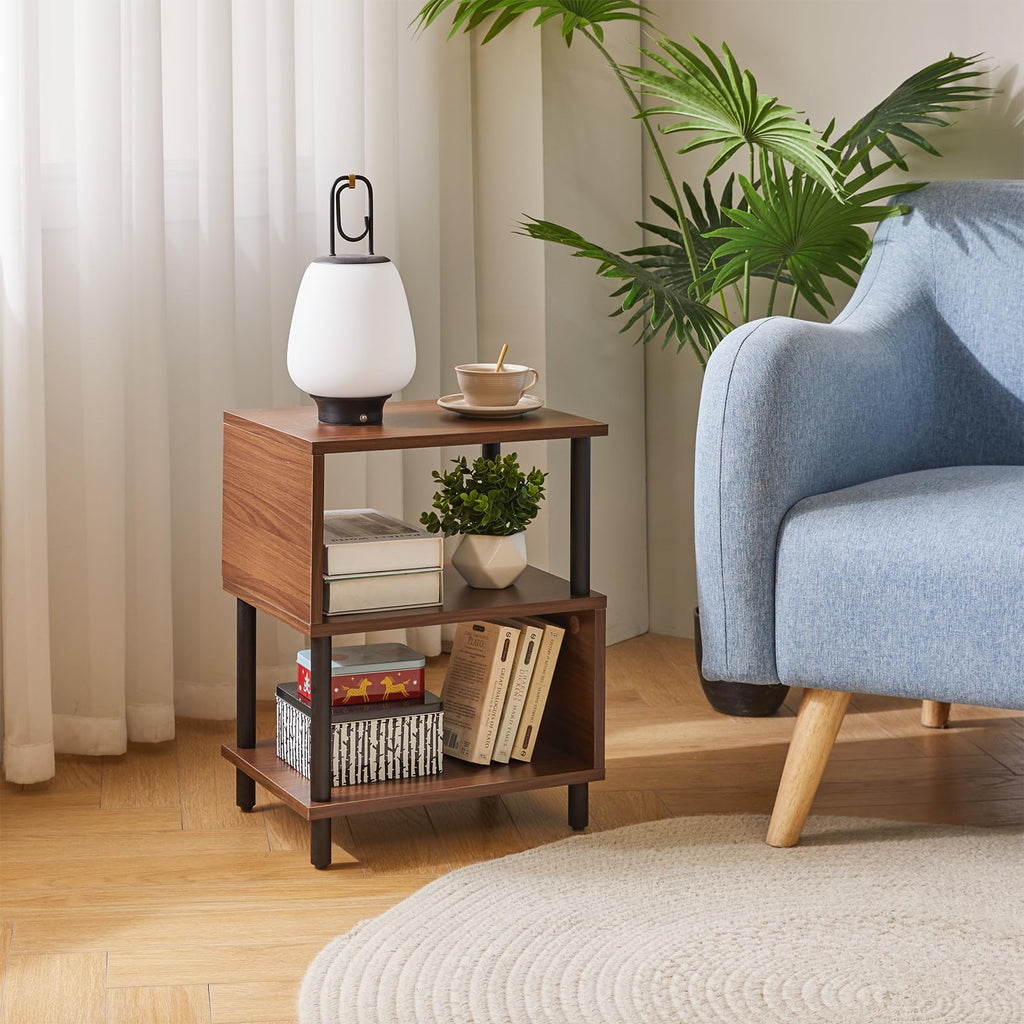 Aibiju 3-Tier Side End Table | Modern S-Shaped Wooden Bedside Table