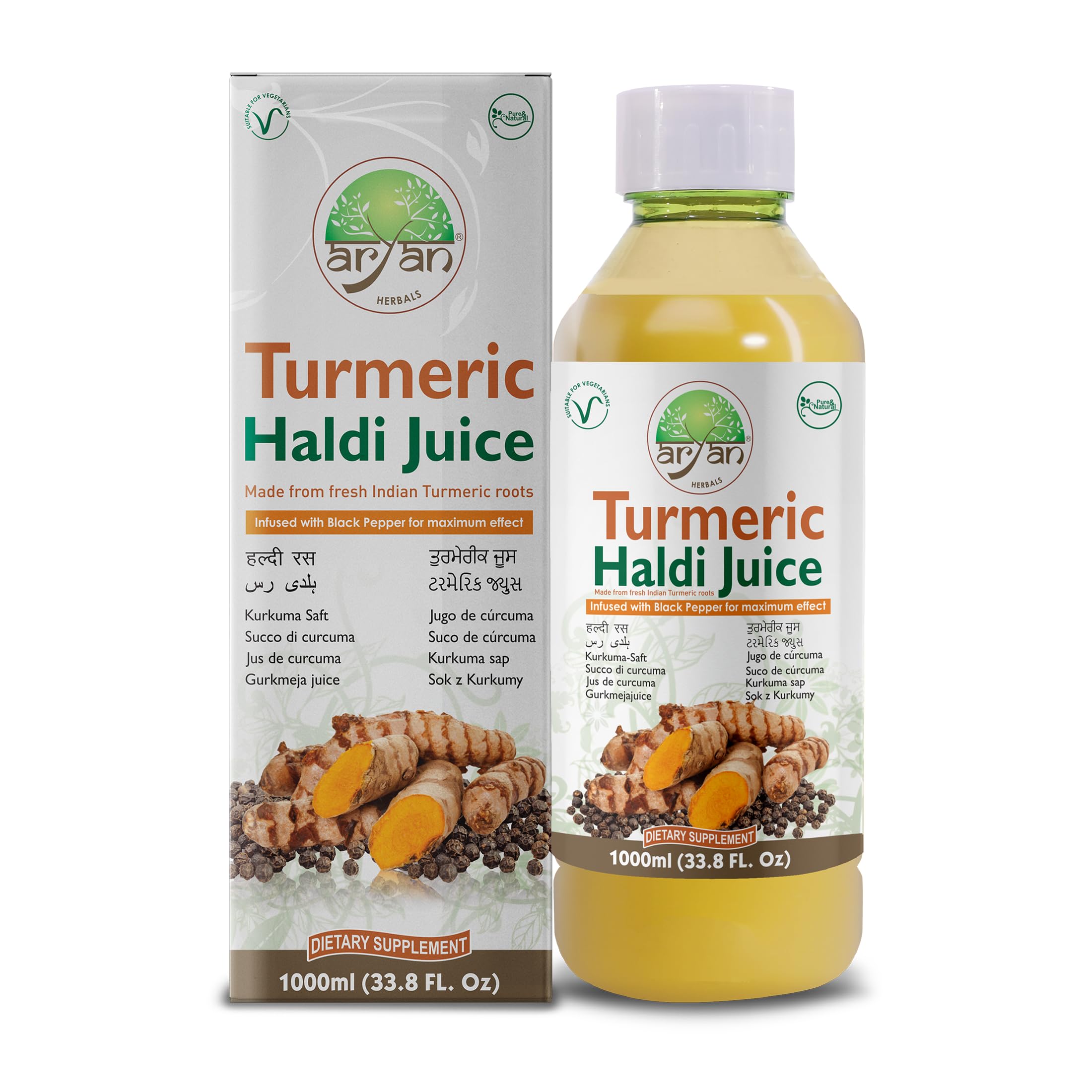 Aryan Herbals Turmeric (Haldi) Juice - Natural Immune Support - 1000ml