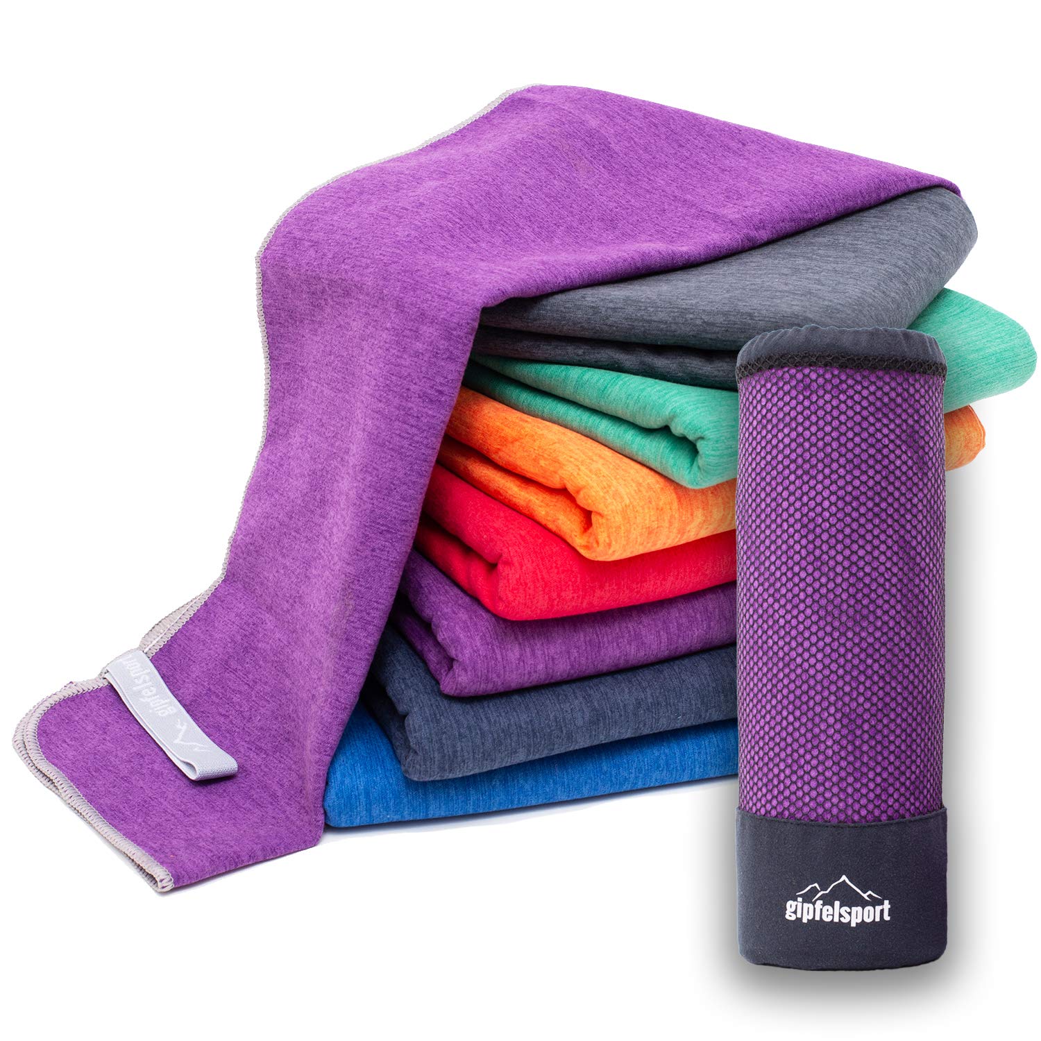gipfelsport Microfibre Towel – Quick Dry Travel & Camping Towel, Purple, M