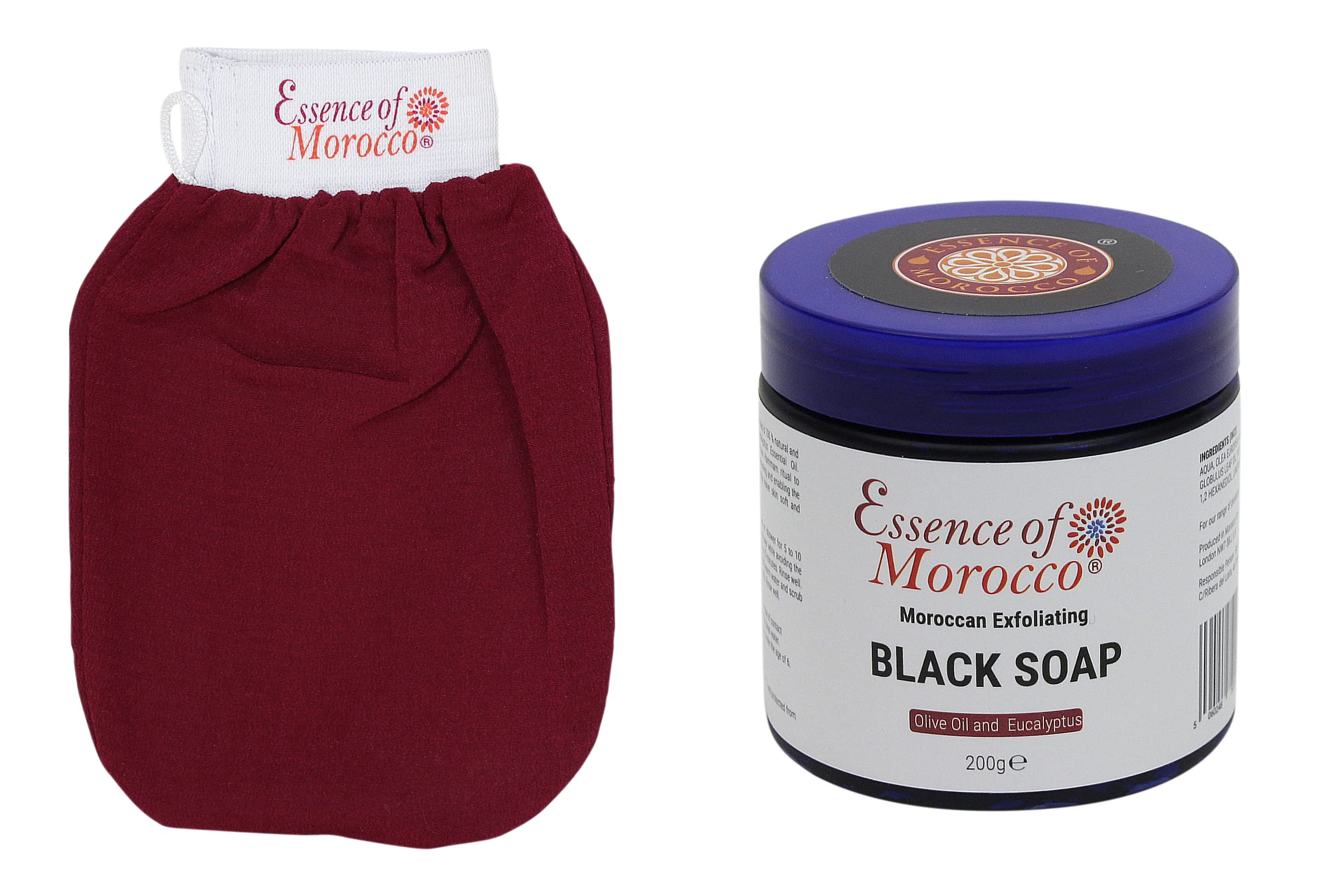Moroccan Hammam Set | Eucalyptus Black Soap & Kessa Glove