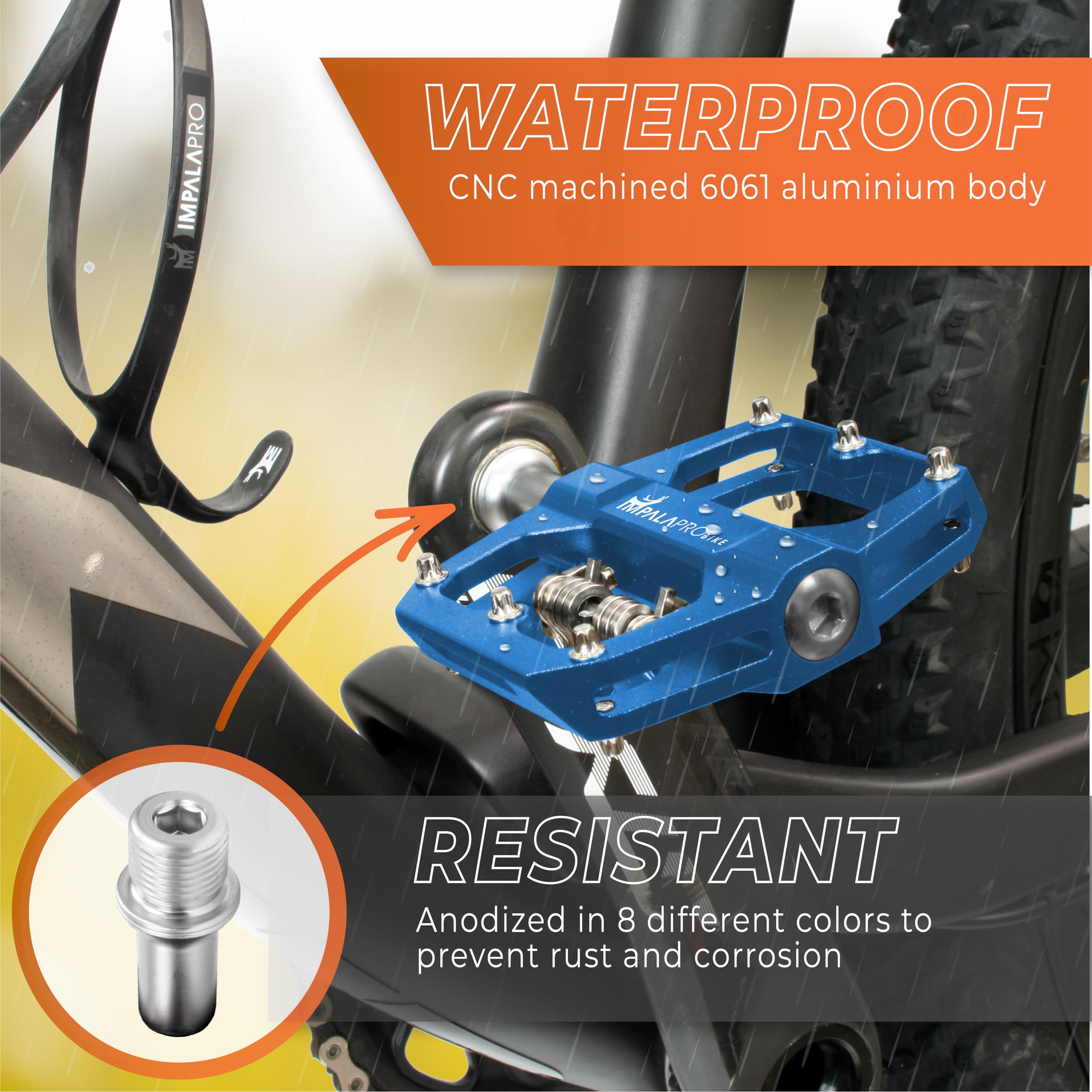 IMPALAPRO Dual Function MTB Pedals | Shimano SPD Compatible & Flat | Blue