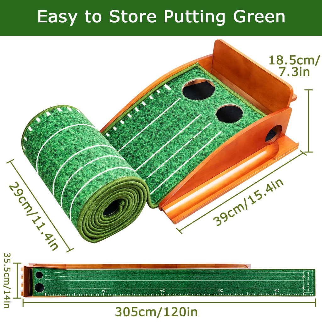 Golf Putting Mat with Auto Ball Return - Indoor Practice Green