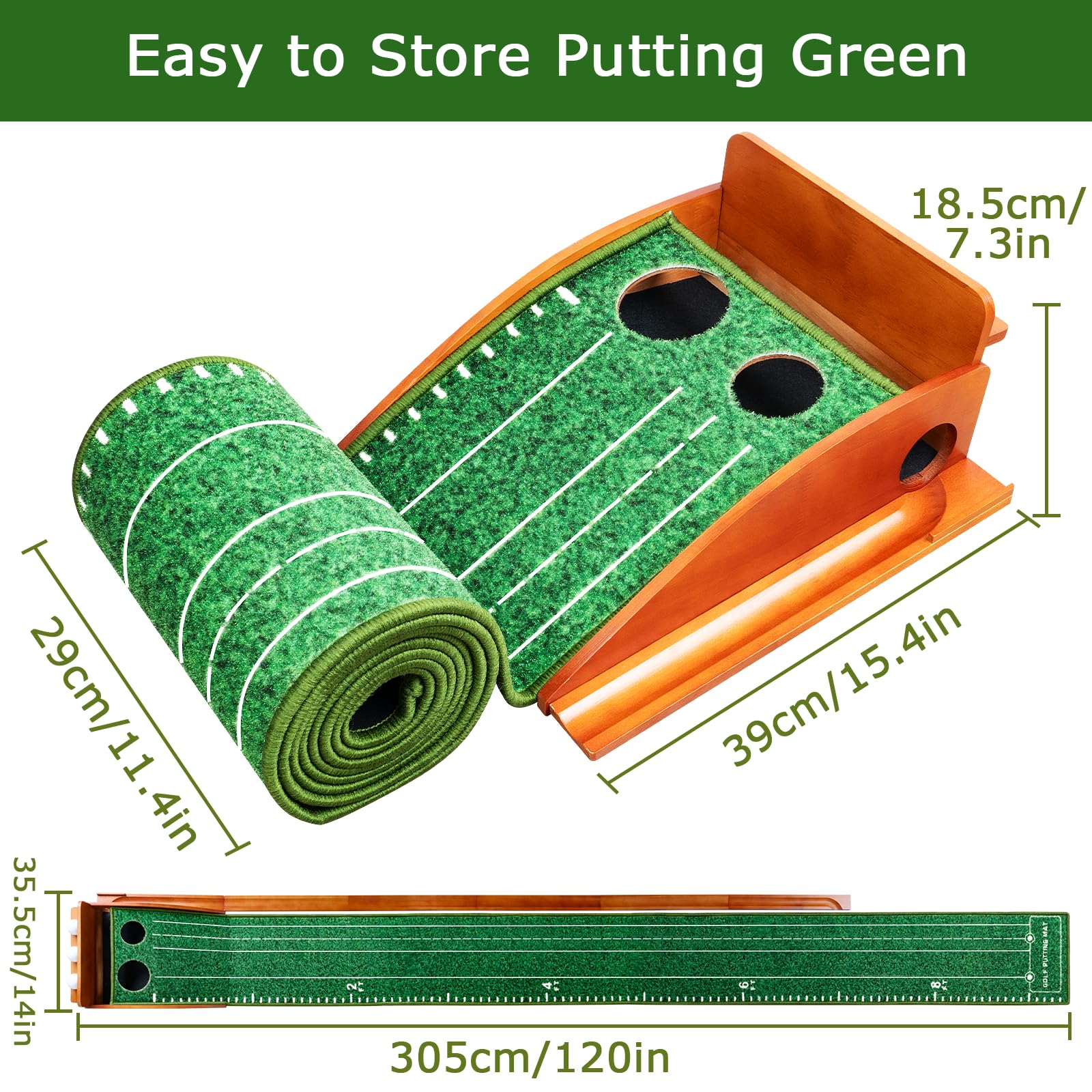 Golf Putting Mat with Auto Ball Return - Indoor Practice Green