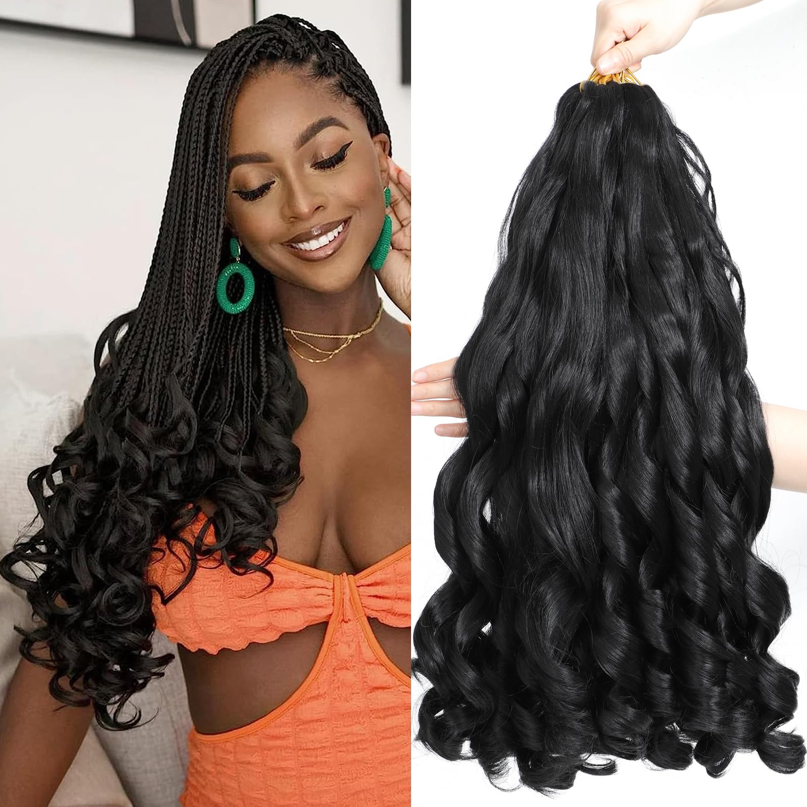 ZIYANGBABA French Curl Braiding Hair | 22 Inch Pre-Stretched 8 Pack