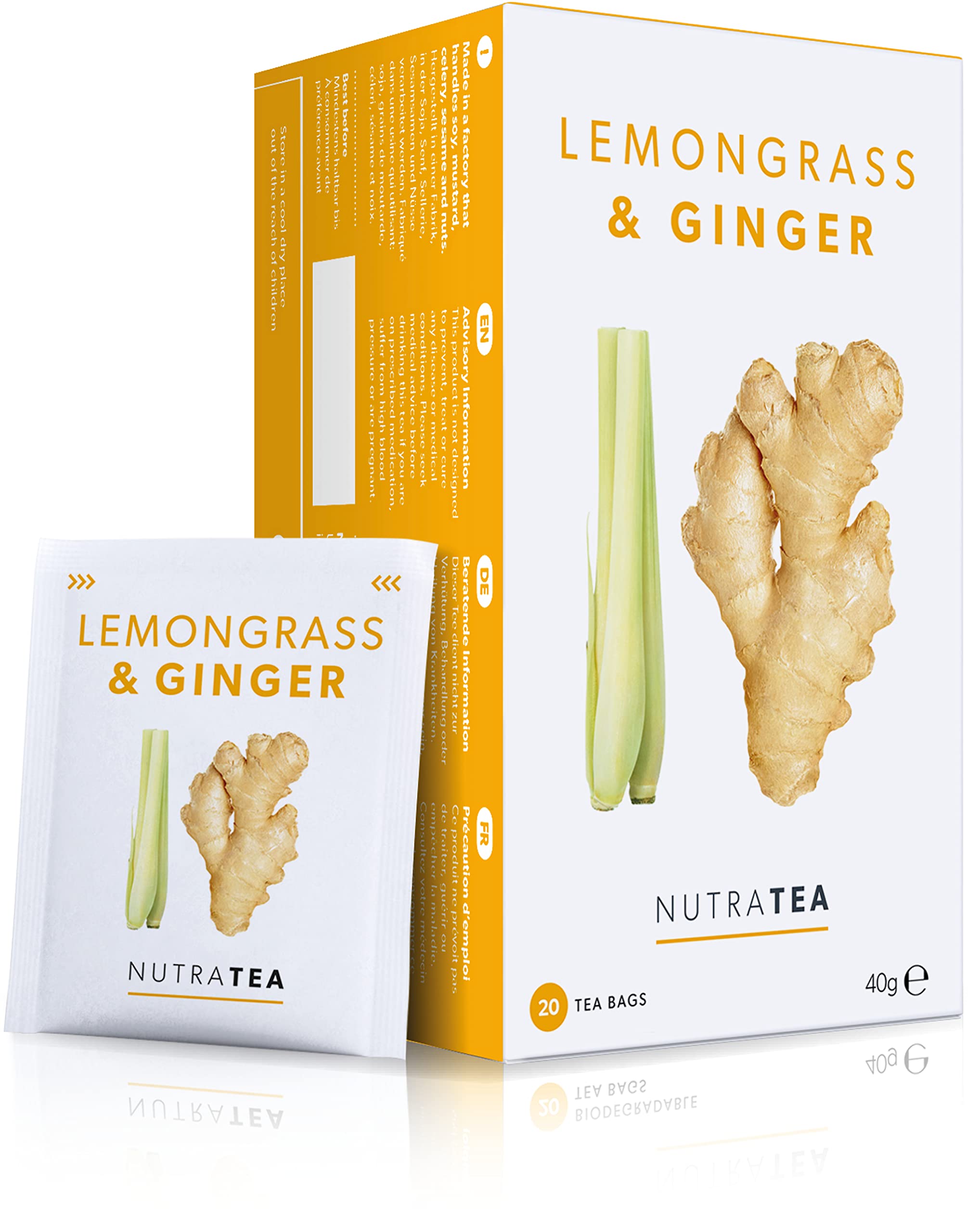 Nutra Tea Lemongrass & Ginger Herbal Tea - 80 Bags (2 Pack) |