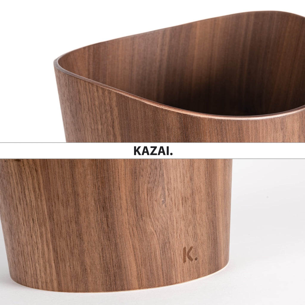 Kazai Börje Real Wood Waste Paper Bin | 9L Walnut Office Trash Can