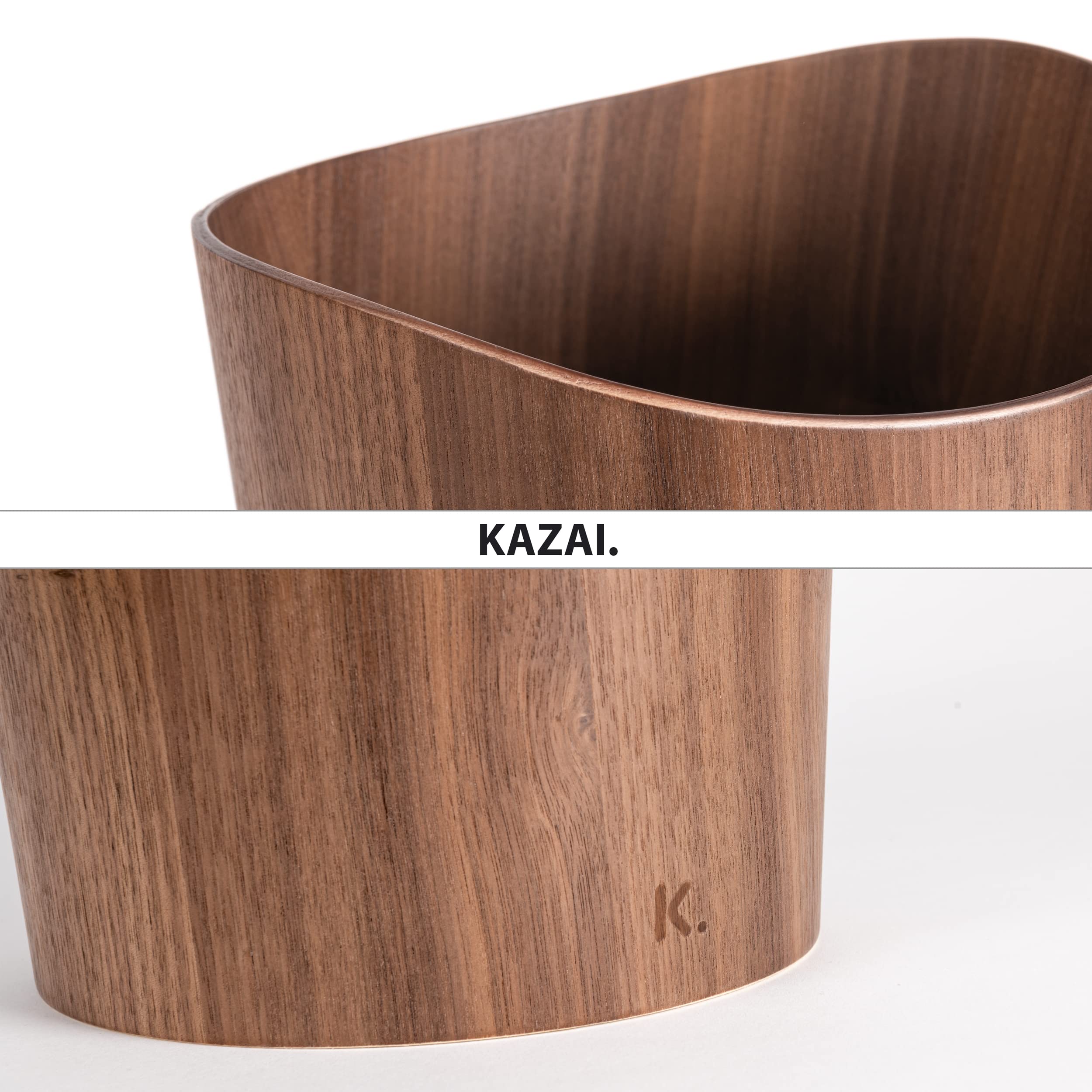 Kazai Börje Real Wood Waste Paper Bin | 9L Walnut Office Trash Can