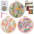 Myfelicity 3-Pack Hand Embroidery Kit - Floral Patterns for Beginners