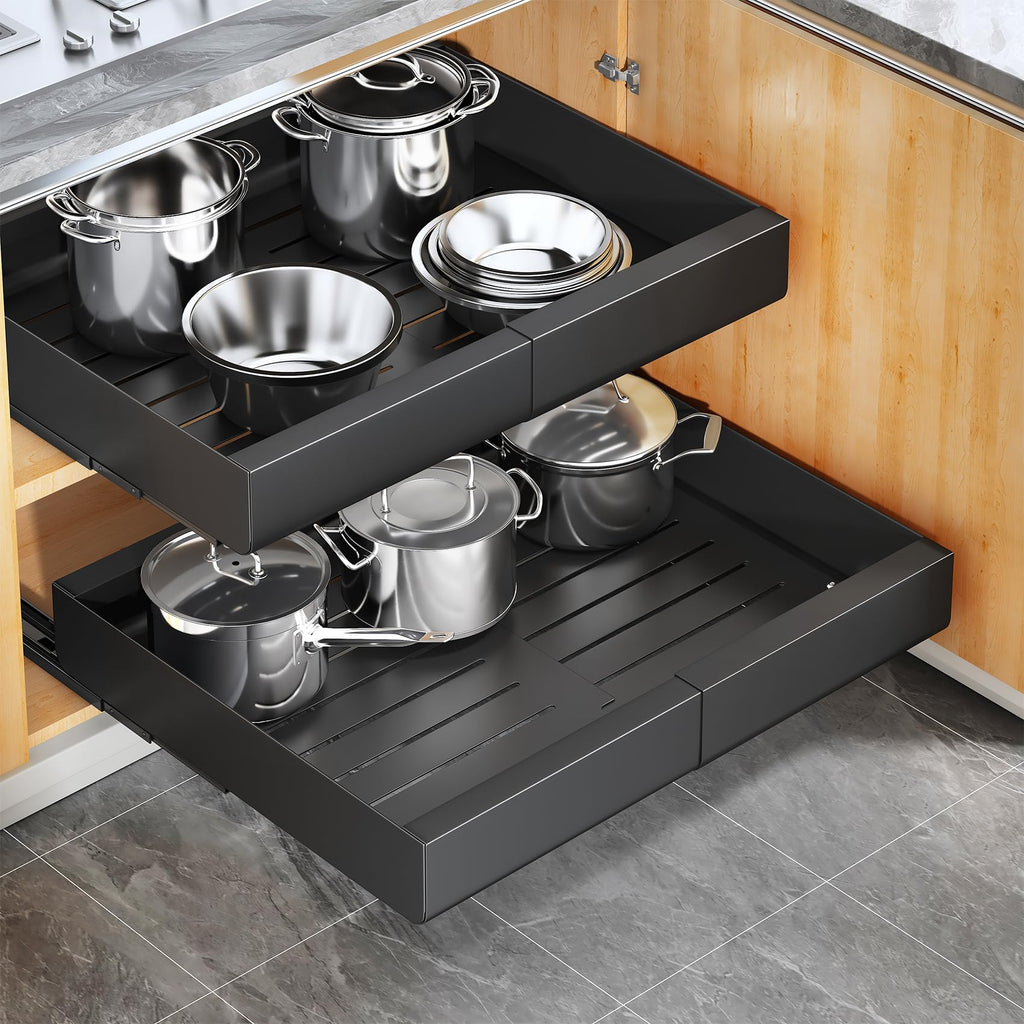 Kitstorack Extendable Pull Out Cabinet Organiser | Metal Sliding Drawer