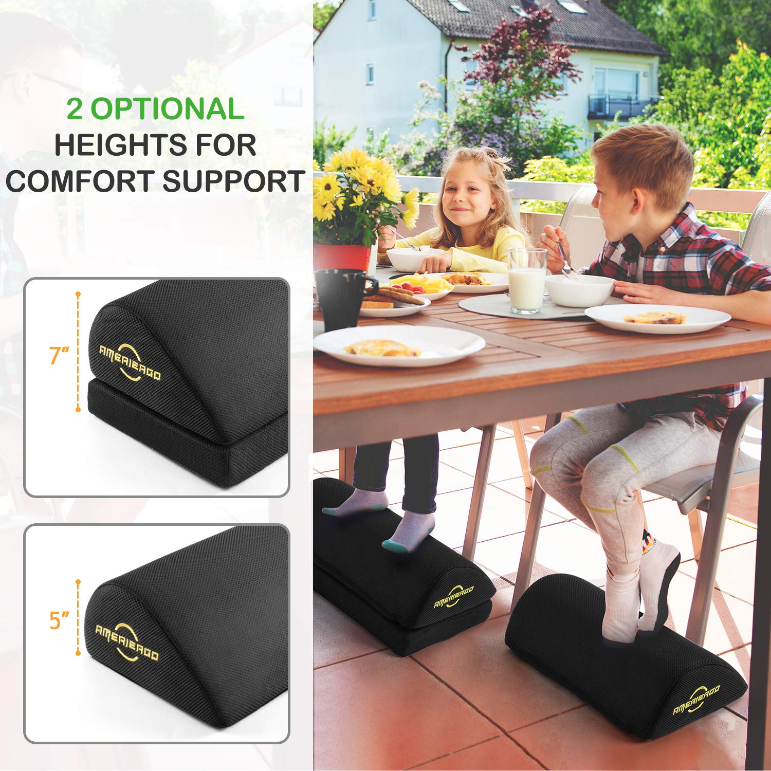 AMERIERGO Ergonomic Foot Rest – Memory Foam Under Desk Footrest