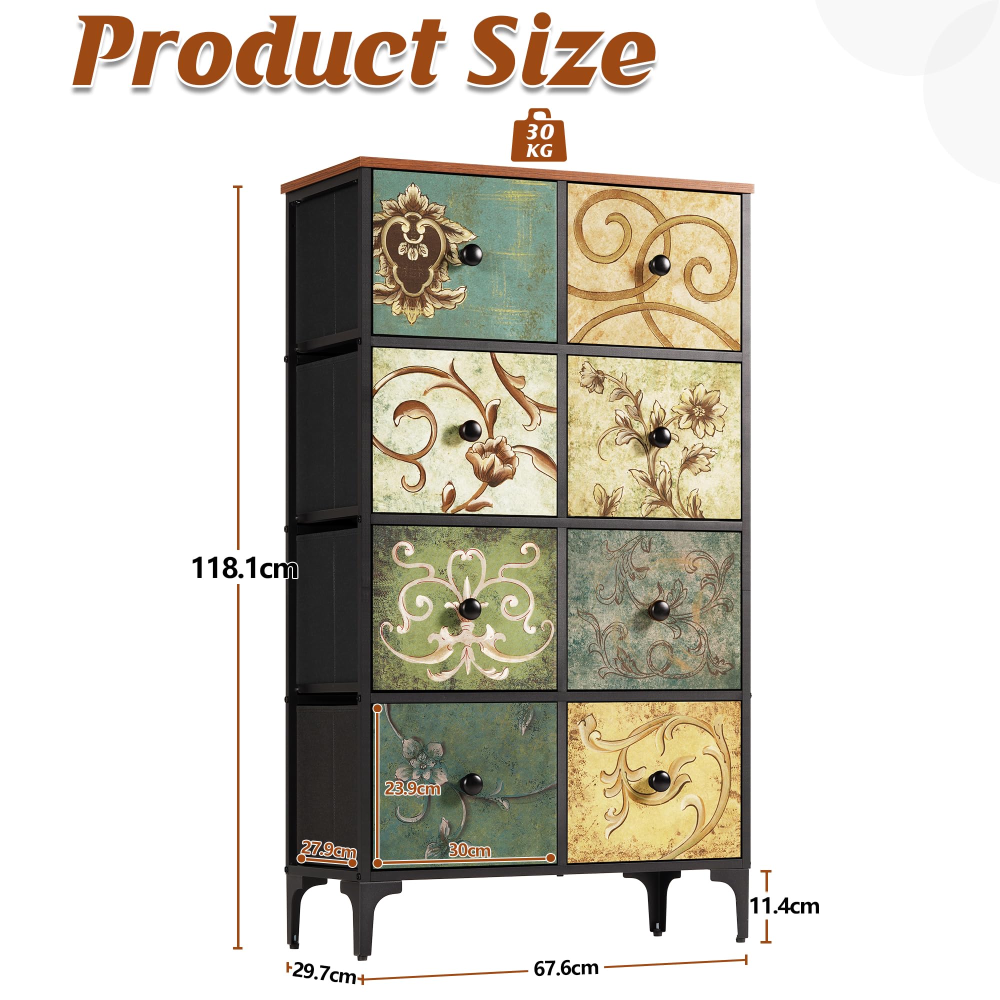 LYNCOHOME 8 Drawer Fabric Bedroom Dresser – Modern Storage Chest