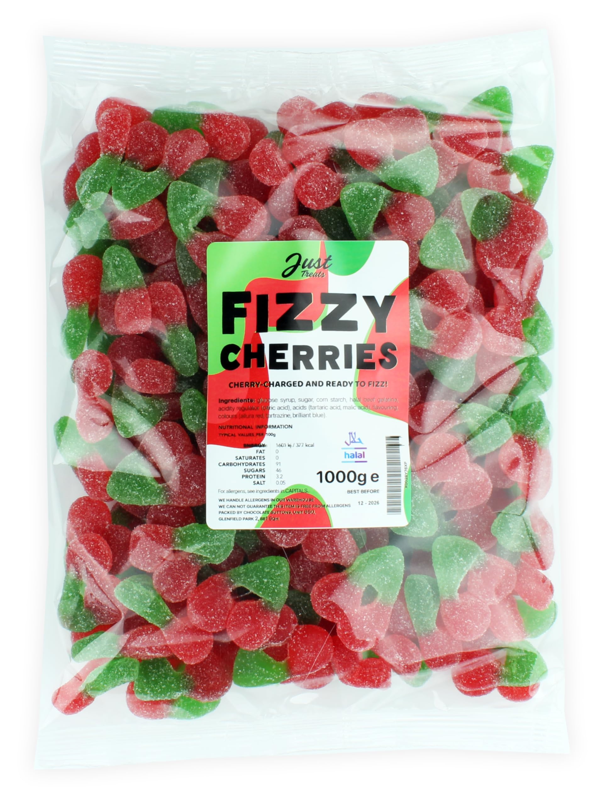 Fizzy Cherries - 1kg Bulk Gummy Sweets Party Bag