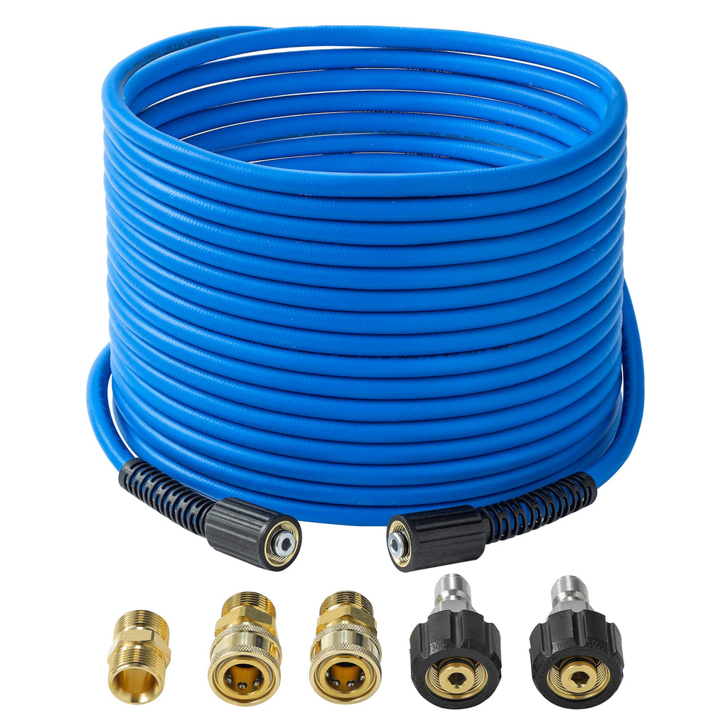 FIXFANS 50 FT Pressure Washer Hose | 3600 PSI Kink Resistant M22 Extension