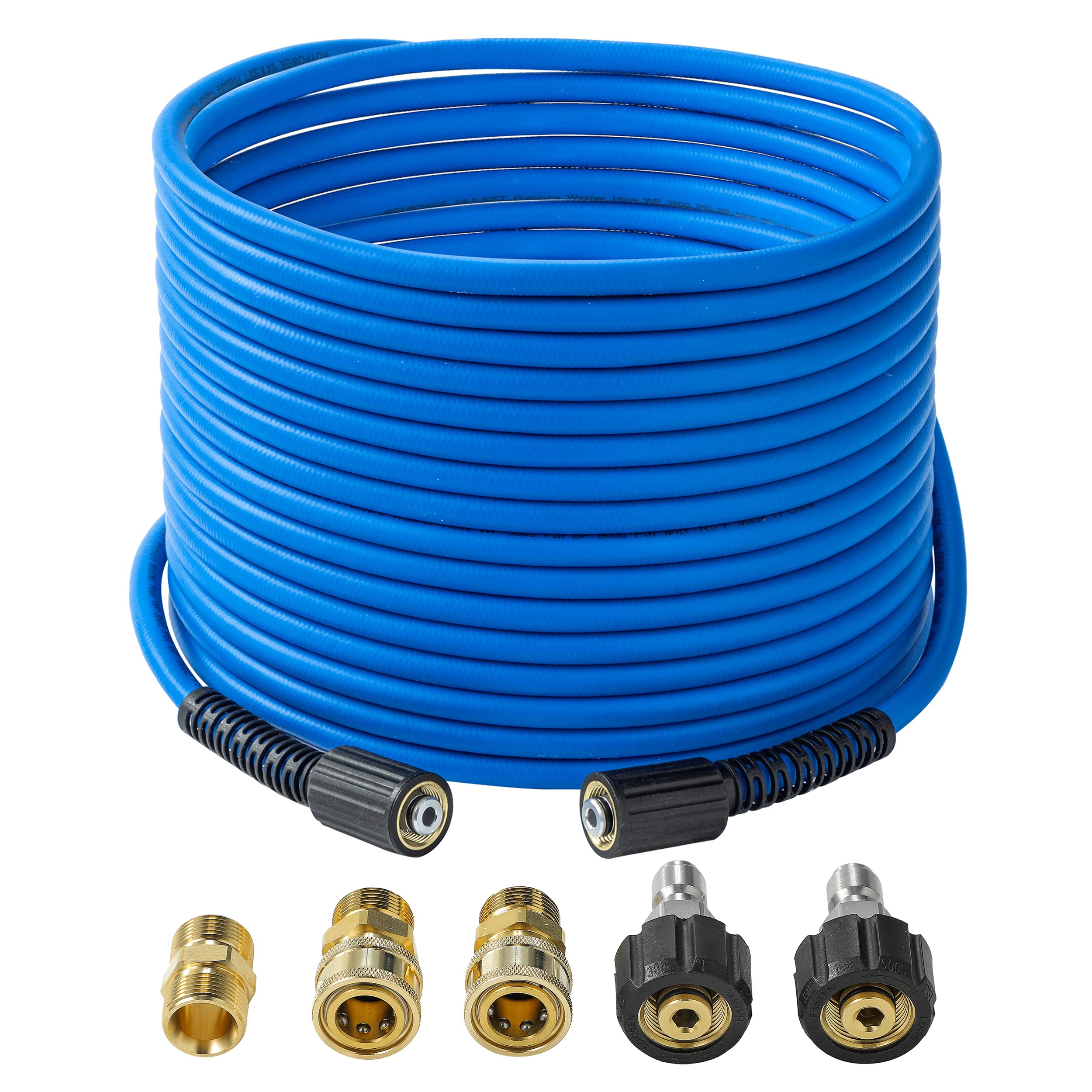 FIXFANS 50 FT Pressure Washer Hose | 3600 PSI Kink Resistant M22 Extension