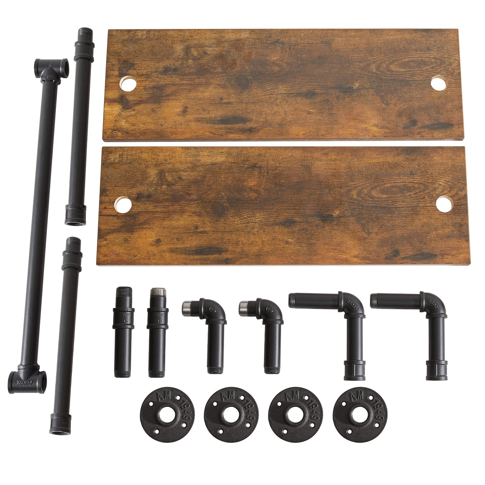 IBUYKE Industrial Pipe Floating Shelves | 2-Tier Rustic Wall Shelf